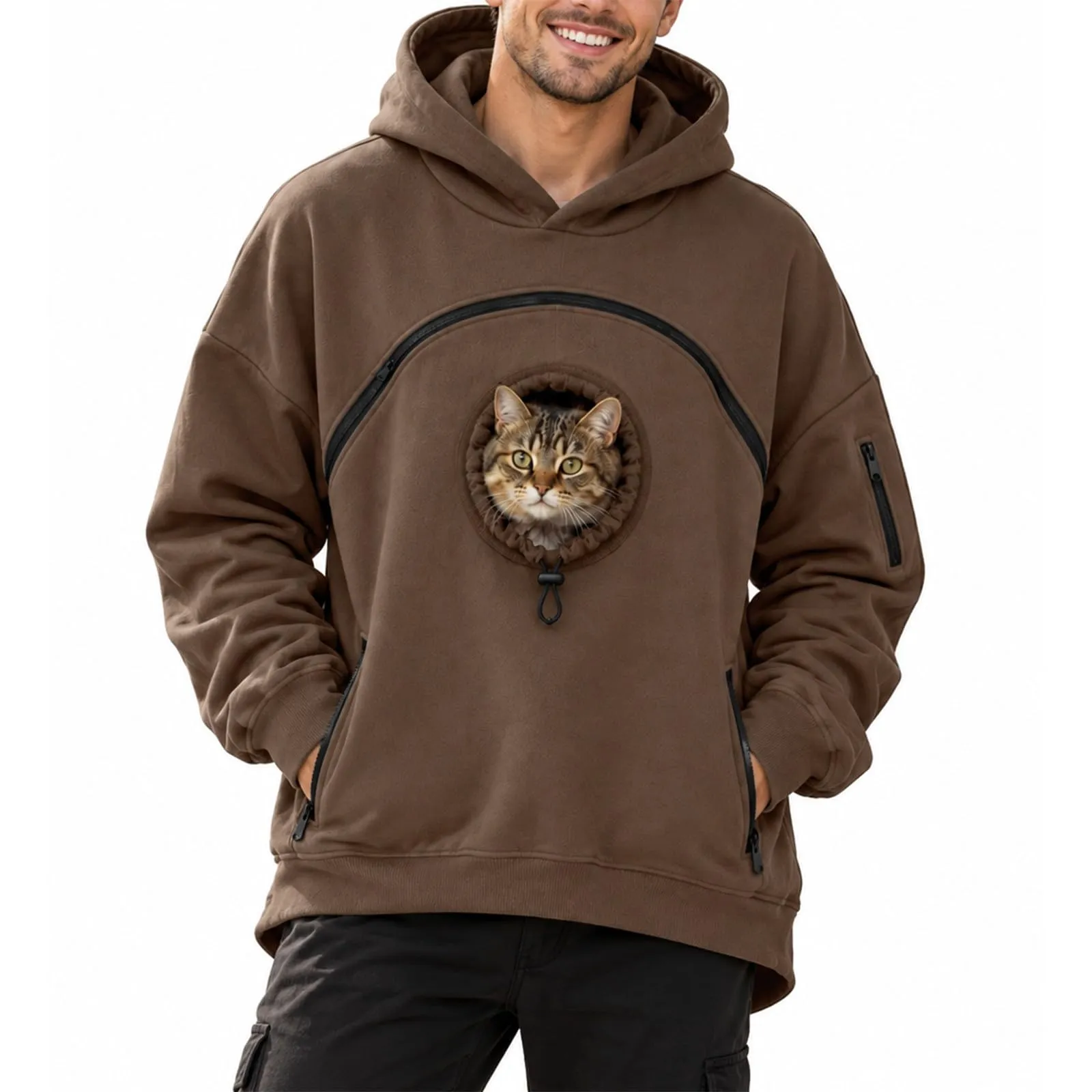 Felpa con cappuccio unisex per animali domestici, Caff, XL - immagine 1
