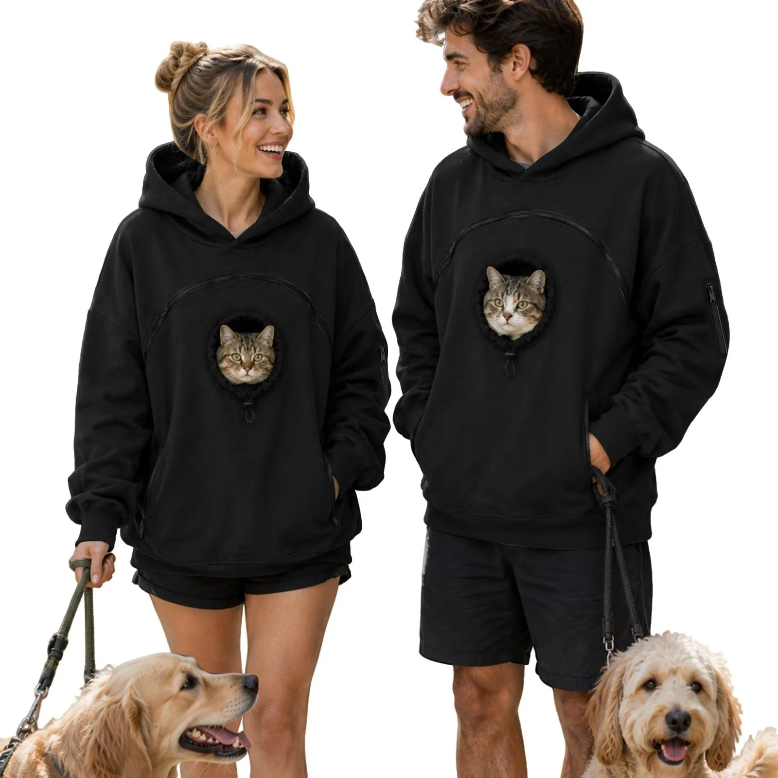 Felpa con cappuccio unisex per animali domestici, Nero , 3XL - immagine 3