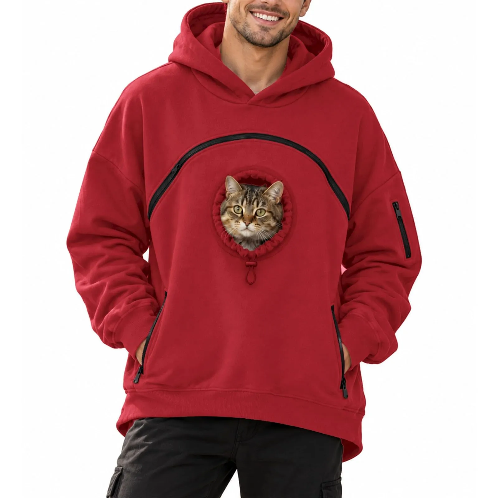 Felpa con cappuccio unisex per animale domestico, Rosso, XL - immagine 1