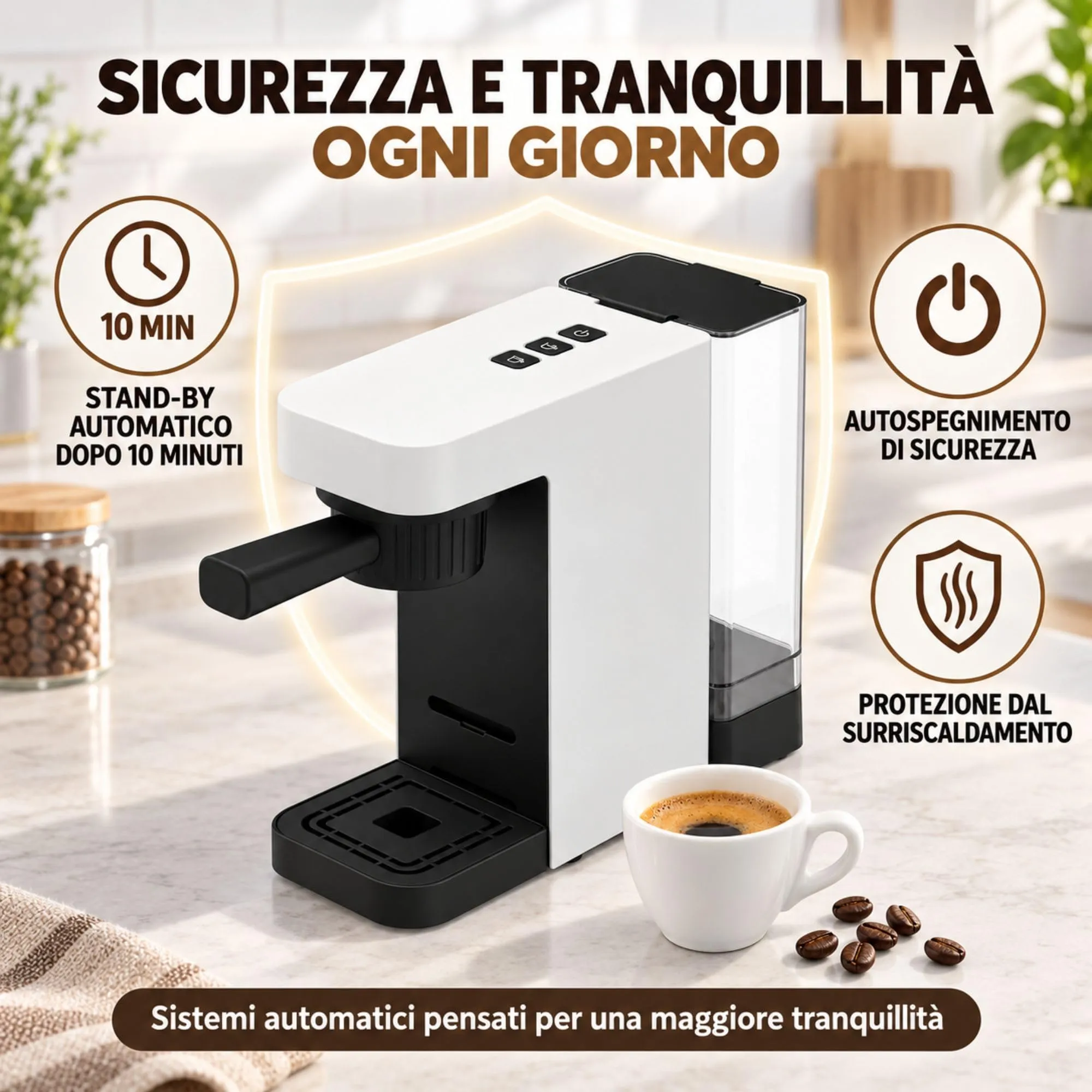Macchina Caffè 4 in 1 White - 1400 W - Pressione 20 bar - ABS Resistente - immagine 8