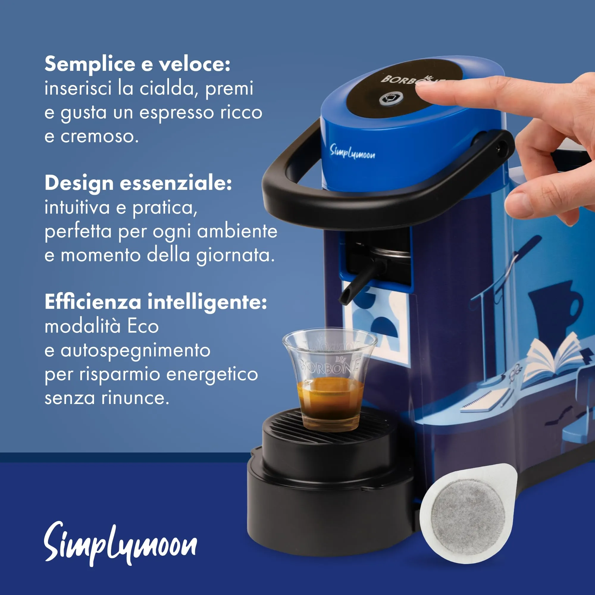 CAFFÈ BORBONE Simplymoon Macchina da Caffè a Cialde (Limited Edition 2, Macchina) - immagine 5
