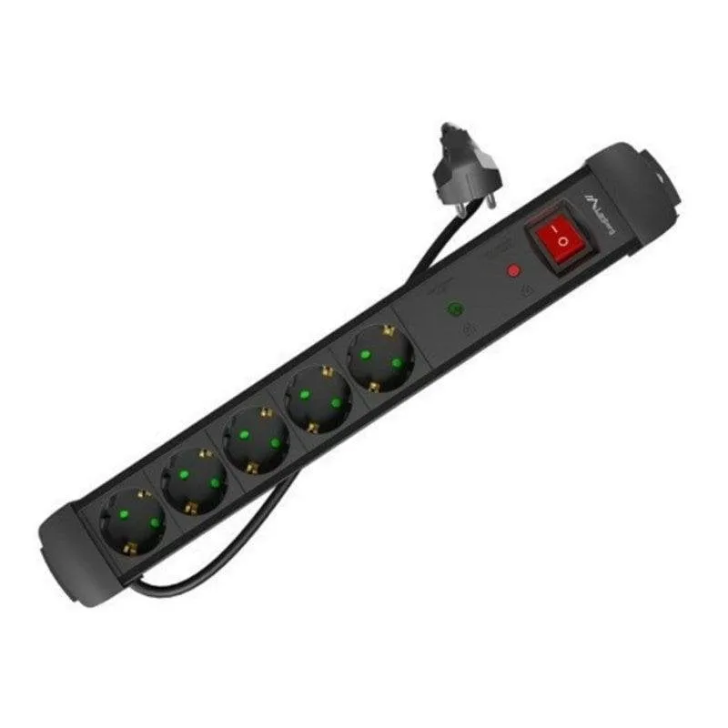 Multipresa Lanberg SP1-05F-0300-BK 5 prese protezione sovratensione interruttore 3 m - immagine 1