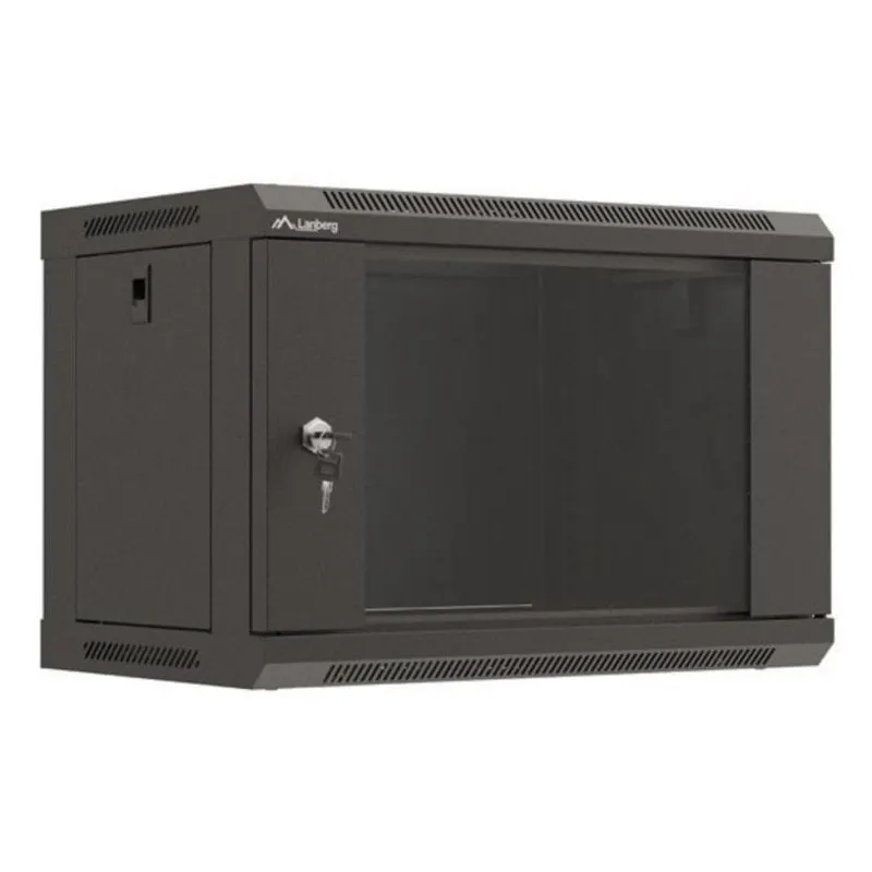 Armadio rack Lanberg WF03-5306-10B 6U parete nero porta in vetro 60 kg - immagine 1