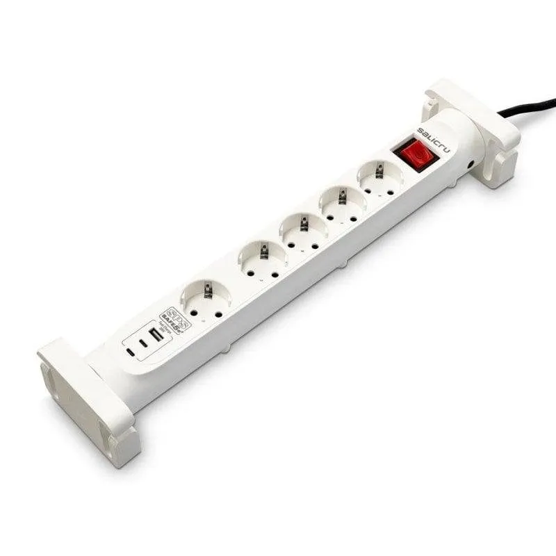 Multipresa Salicru SPS SAFE 5S Plus 5 prese Schuko con protezione USB-A USB-C interruttore muro - immagine 1