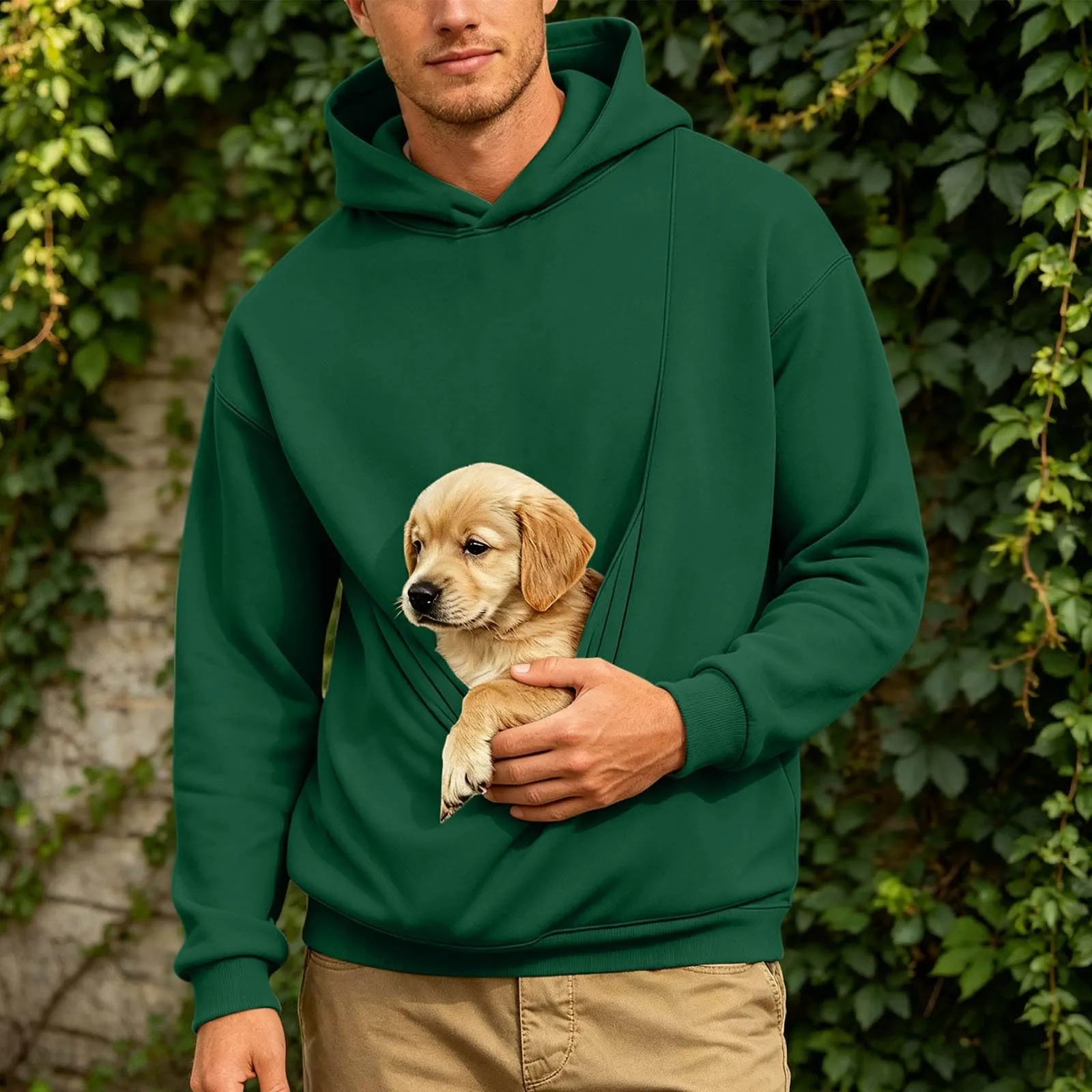 Generico Felpa con Cappuccio Uomo in Pile, Manica Lunga Tasca Interna per Gatti E Piccoli Cani, Divertente Tasche Cuccioli Gatti, Taglie Forti, a Maniche Lunghe, Amanti degli Animali Domestici - immagine 3