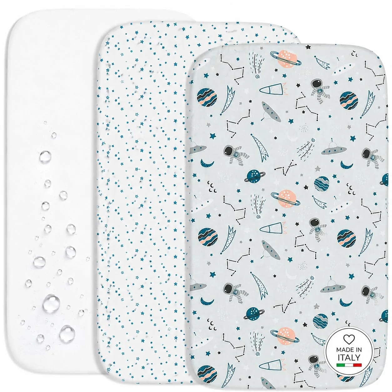 FlyIdeas Set 3 Pezzi Lettino 140x70 cm Cosmos + Coprimaterasso - immagine 1