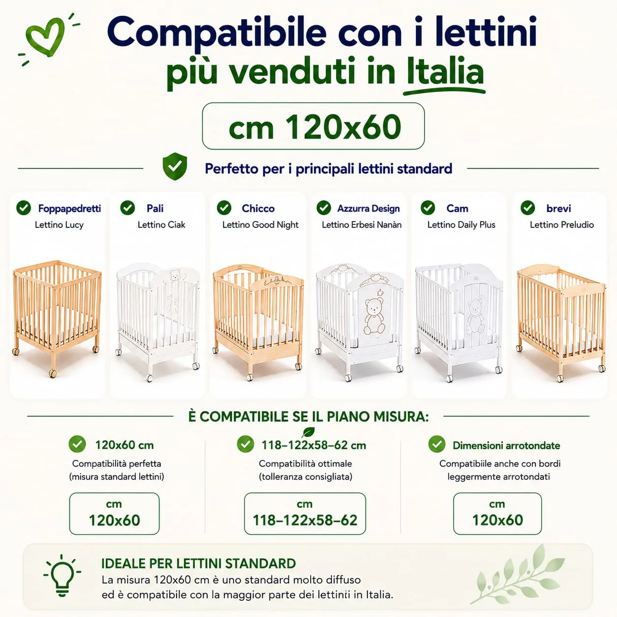 FlyIdeas Set 3 Pezzi 120x60 cm Bianco + Coprimaterasso - immagine 6