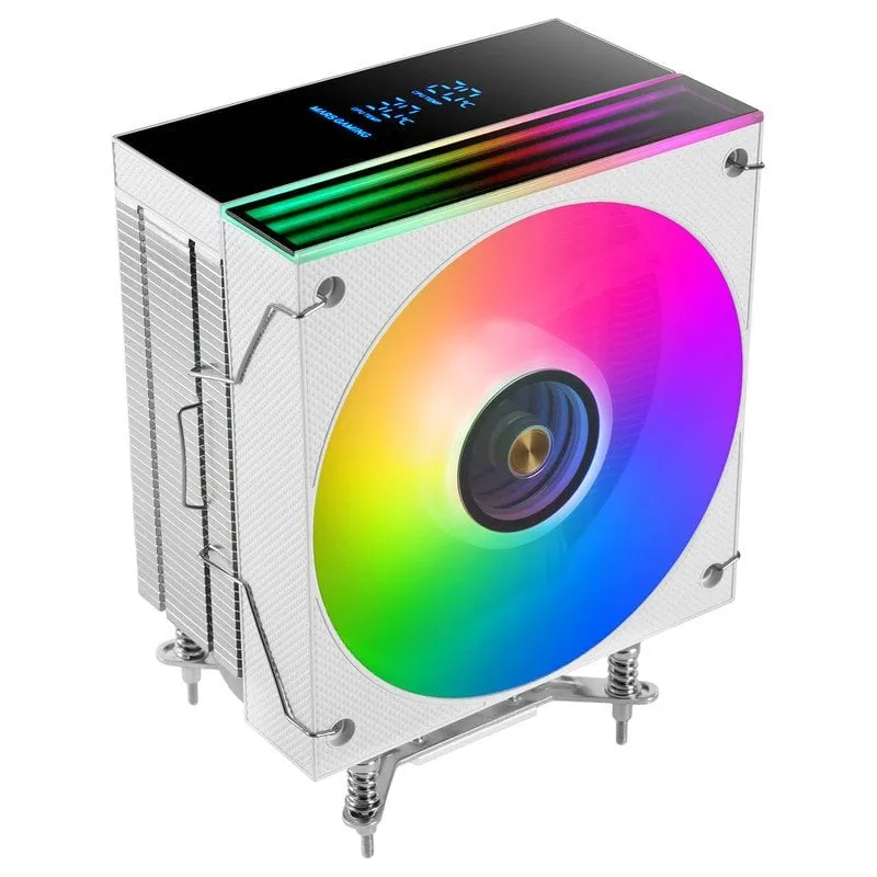 Mars Gaming Mcpu-lcd Dissipatore di calore per CPU 300w Tdp 6x Heatpipes Ventola Argb Schermo LCD bianco da 120mm - immagine 1
