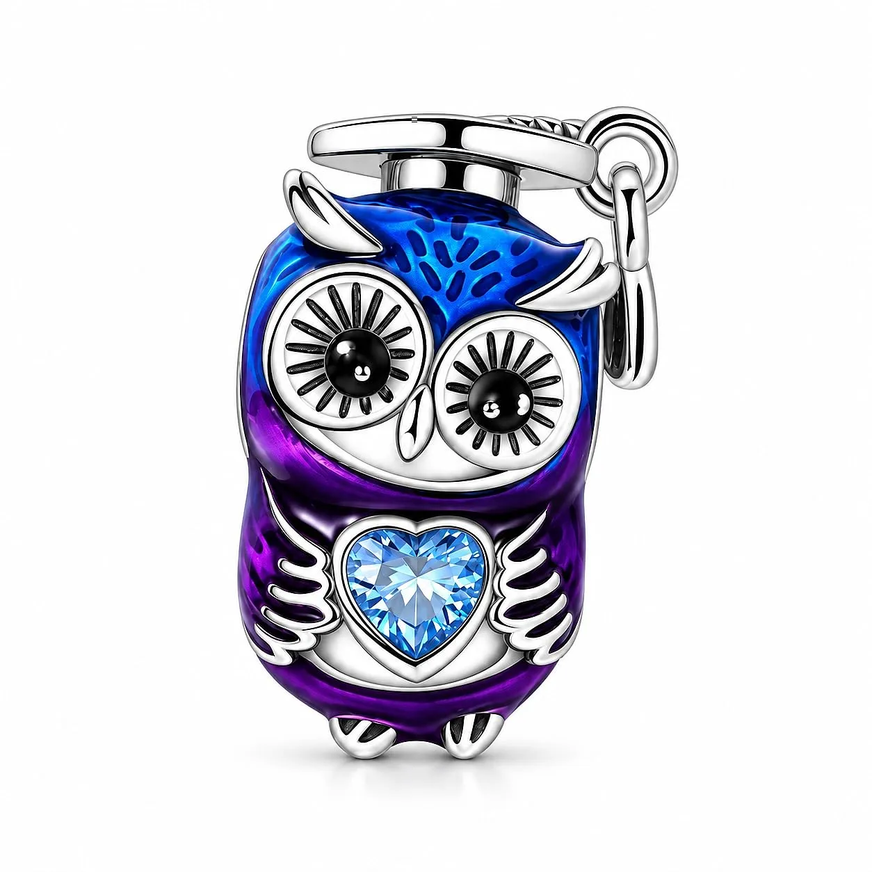 MariaFonte Charm Laurea Compatibile Tutte Marche Pendente Diploma Gufo Pergamena Cappello Libro Cuore Stella Compleanno Anniversario Ciondoli Originale Bead Argento (Gufo Laurea) - immagine 1
