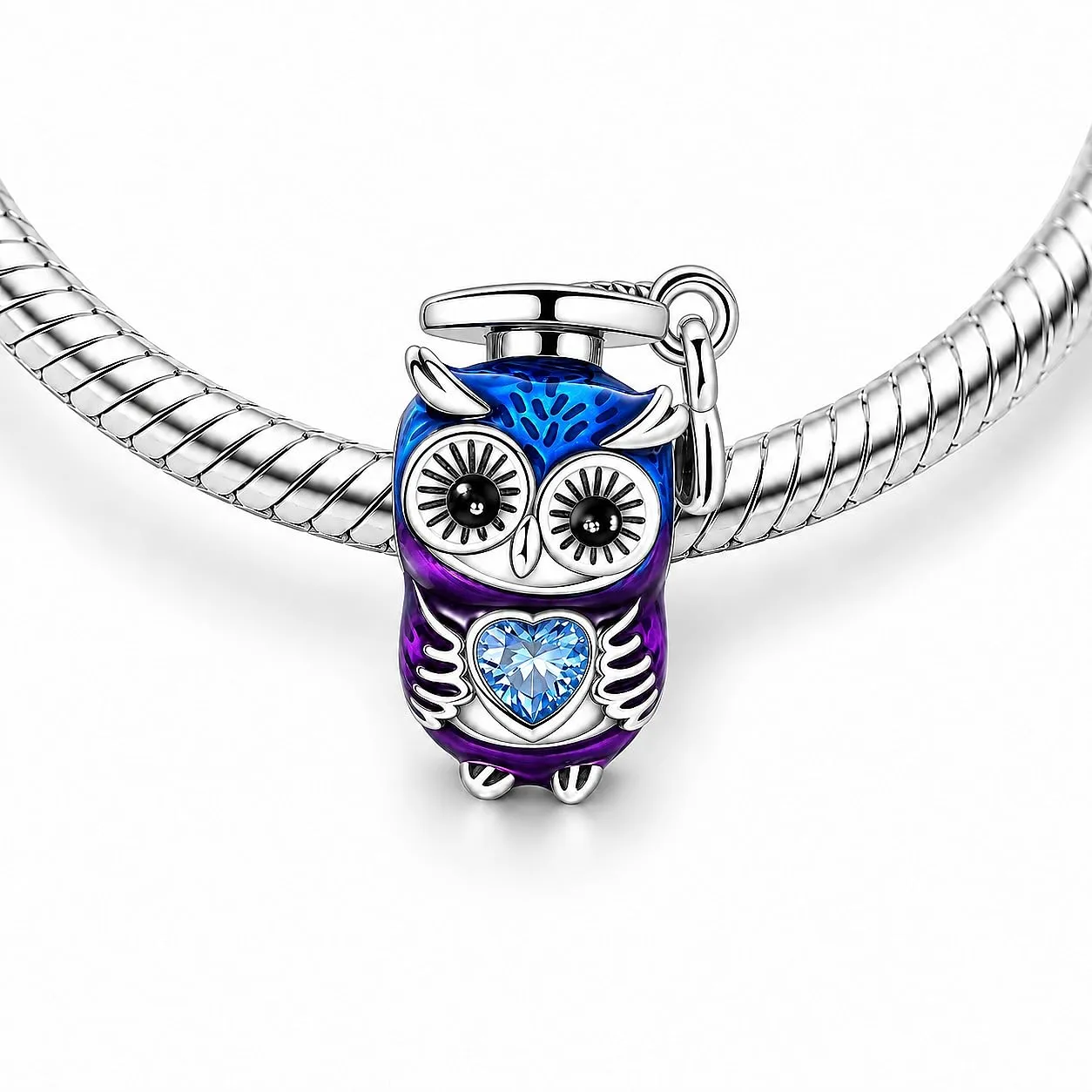 MariaFonte Charm Laurea Compatibile Tutte Marche Pendente Diploma Gufo Pergamena Cappello Libro Cuore Stella Compleanno Anniversario Ciondoli Originale Bead Argento (Gufo Laurea) - immagine 2