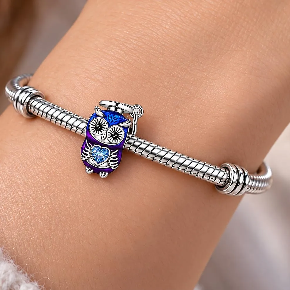 MariaFonte Charm Laurea Compatibile Tutte Marche Pendente Diploma Gufo Pergamena Cappello Libro Cuore Stella Compleanno Anniversario Ciondoli Originale Bead Argento (Gufo Laurea) - immagine 4