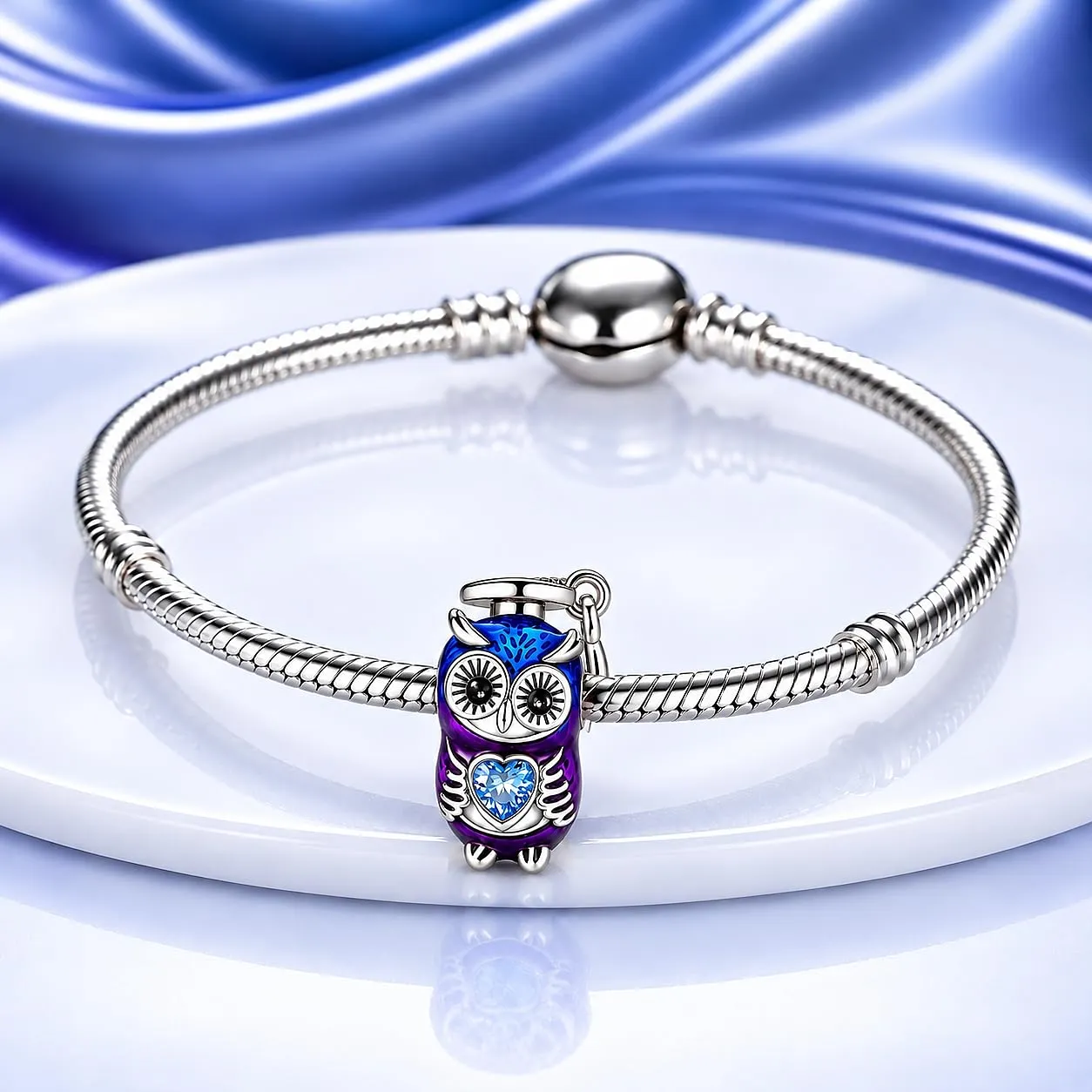 MariaFonte Charm Laurea Compatibile Tutte Marche Pendente Diploma Gufo Pergamena Cappello Libro Cuore Stella Compleanno Anniversario Ciondoli Originale Bead Argento (Gufo Laurea) - immagine 5