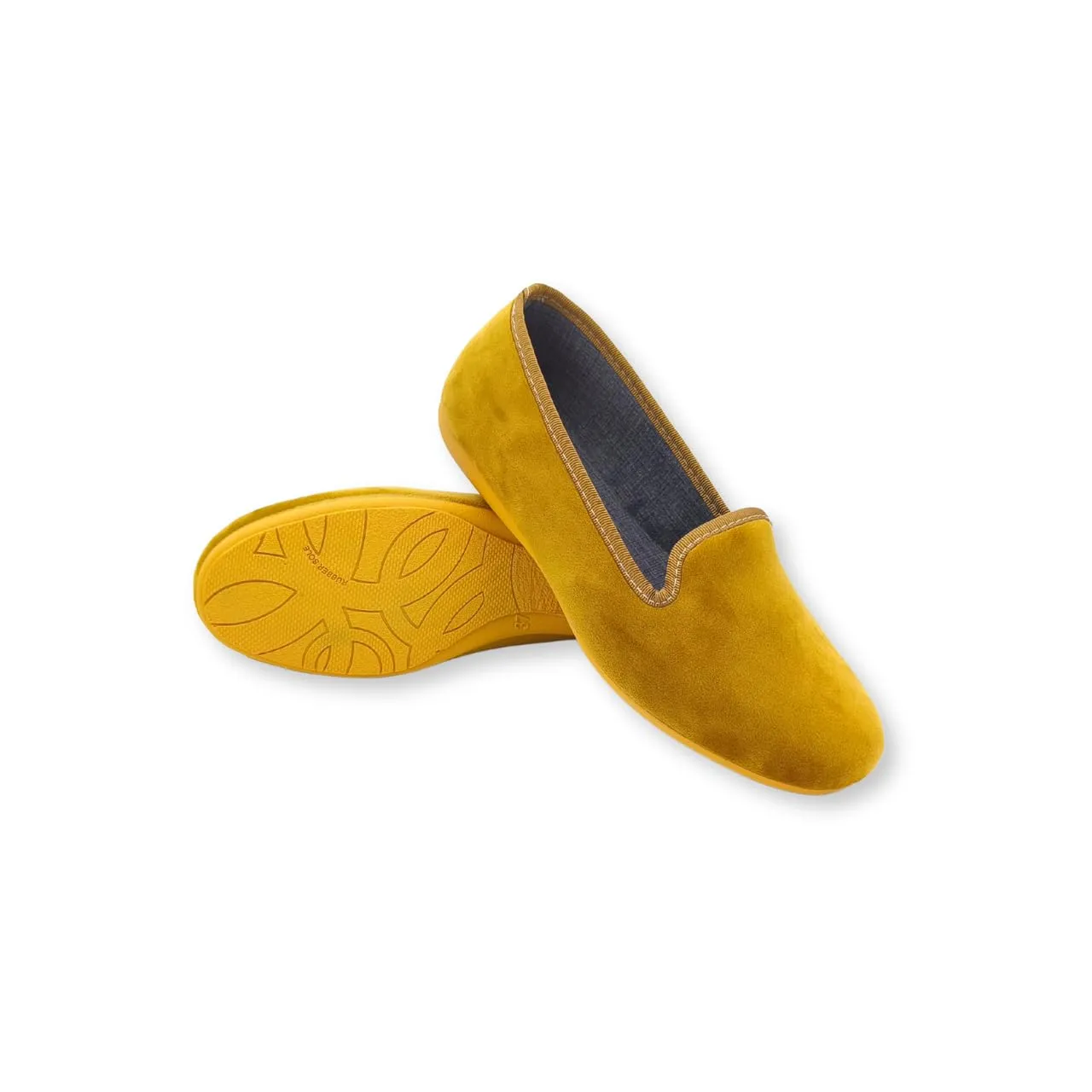 Meravigliose Pantofole Invernali Donna, Eleganti Ballerine Chiuse da Casa Invernali in Velluto Rasato (Ocra, 41, Sistema Taglie Calzature EU, Adulto, Donna, Numero, Media, 41) - immagine 2