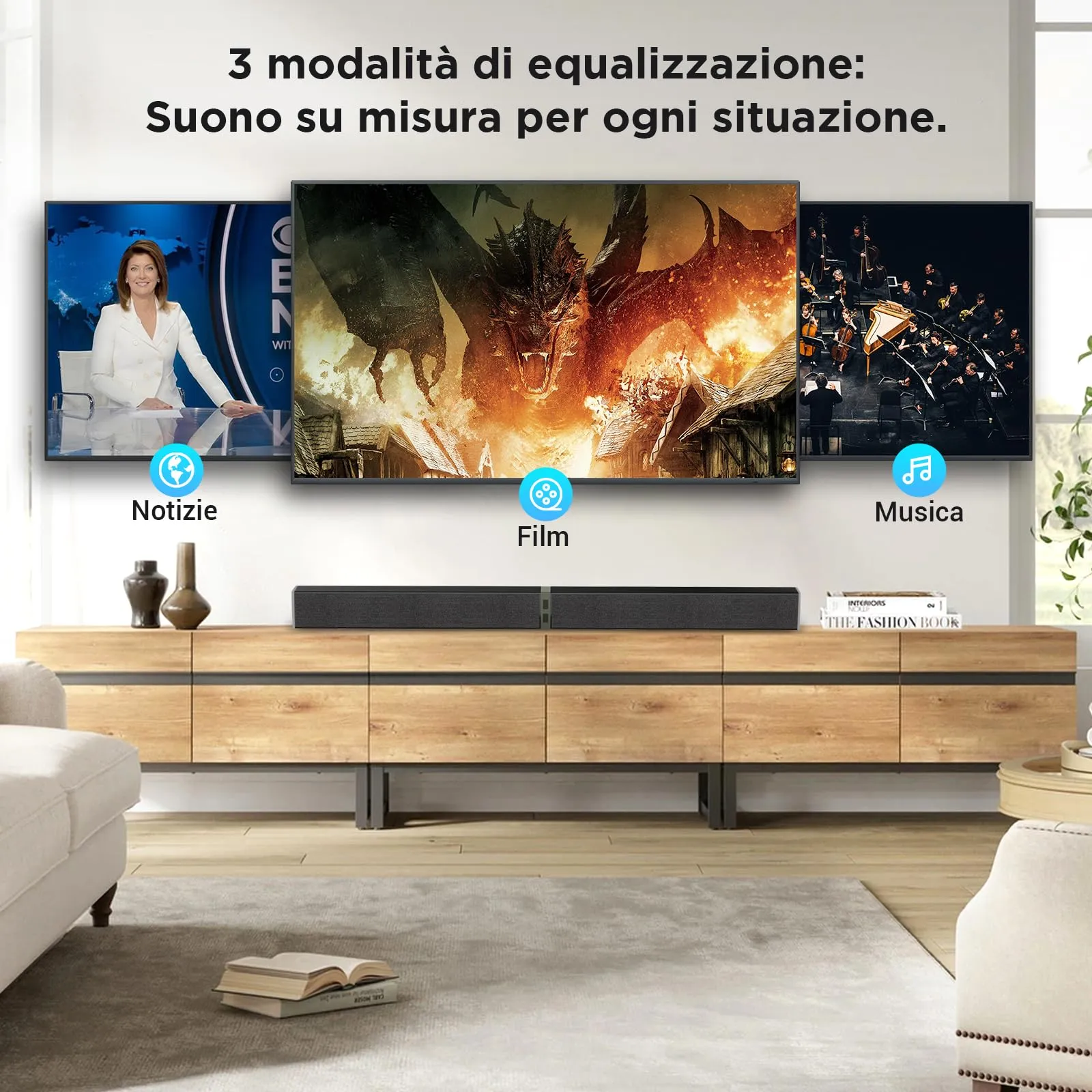 HoYLluDLL Bluetooth Soundbar per TV, 32 Inch Staccabile 2 in 1 Sound Bar per Televisore con Audio Potente, Altoparlanti per TV per Home Theater Audio, 2.0 canali con OPT/ARC/AUX, 1pcs - immagine 2