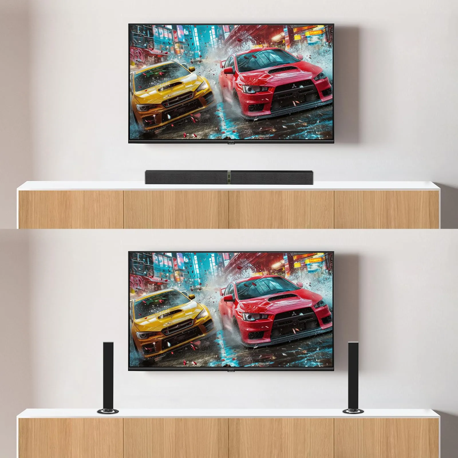 HoYLluDLL Bluetooth Soundbar per TV, 32 Inch Staccabile 2 in 1 Sound Bar per Televisore con Audio Potente, Altoparlanti per TV per Home Theater Audio, 2.0 canali con OPT/ARC/AUX, 1pcs - immagine 3
