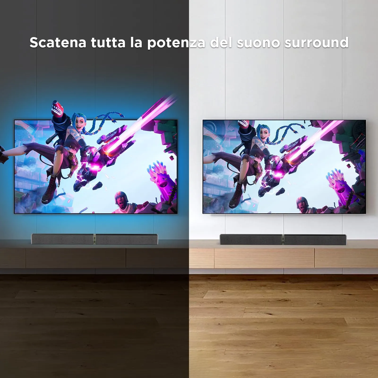 HoYLluDLL Bluetooth Soundbar per TV, 32 Inch Staccabile 2 in 1 Sound Bar per Televisore con Audio Potente, Altoparlanti per TV per Home Theater Audio, 2.0 canali con OPT/ARC/AUX, 1pcs - immagine 4