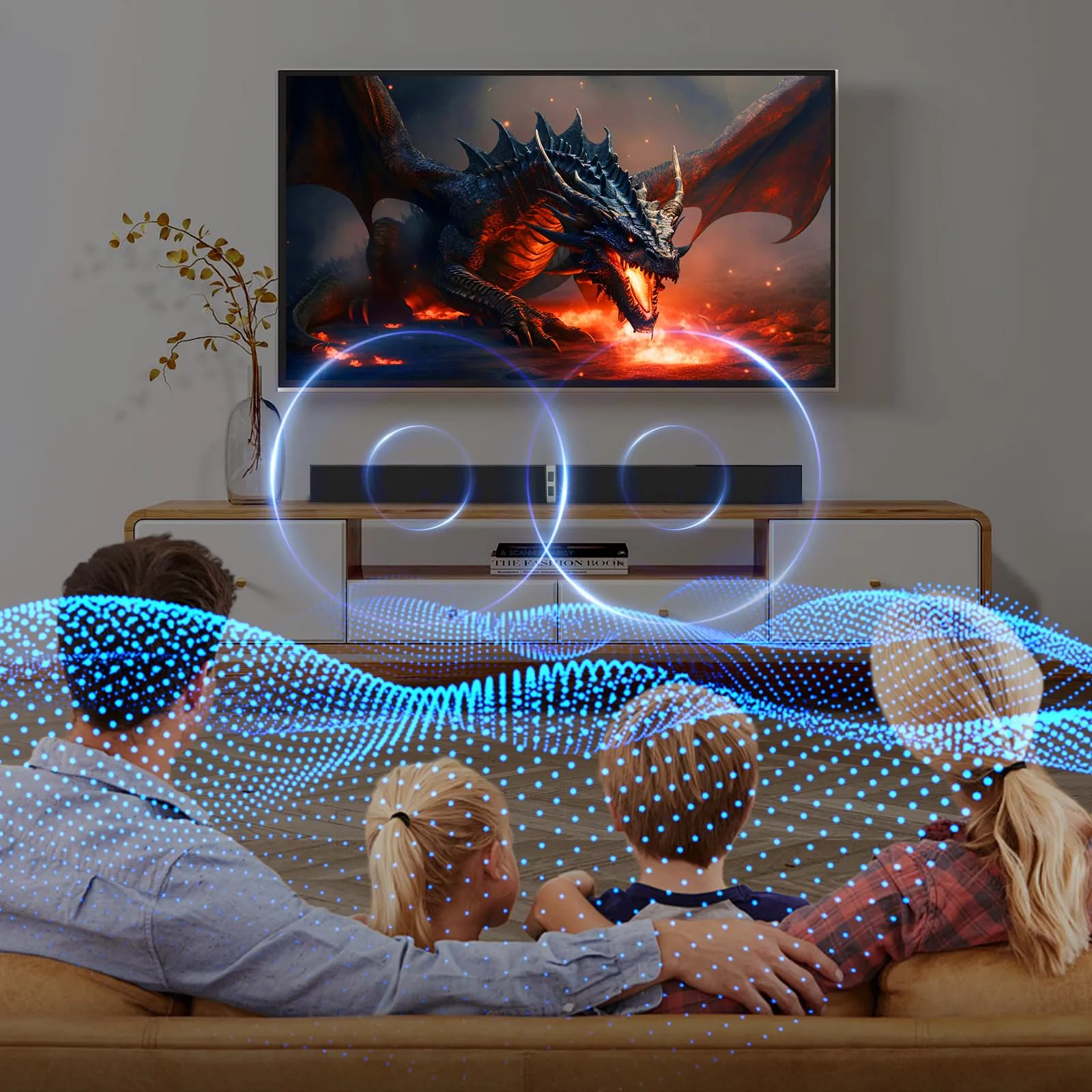 HoYLluDLL Bluetooth Soundbar per TV, 32 Inch Staccabile 2 in 1 Sound Bar per Televisore con Audio Potente, Altoparlanti per TV per Home Theater Audio, 2.0 canali con OPT/ARC/AUX, 1pcs - immagine 5