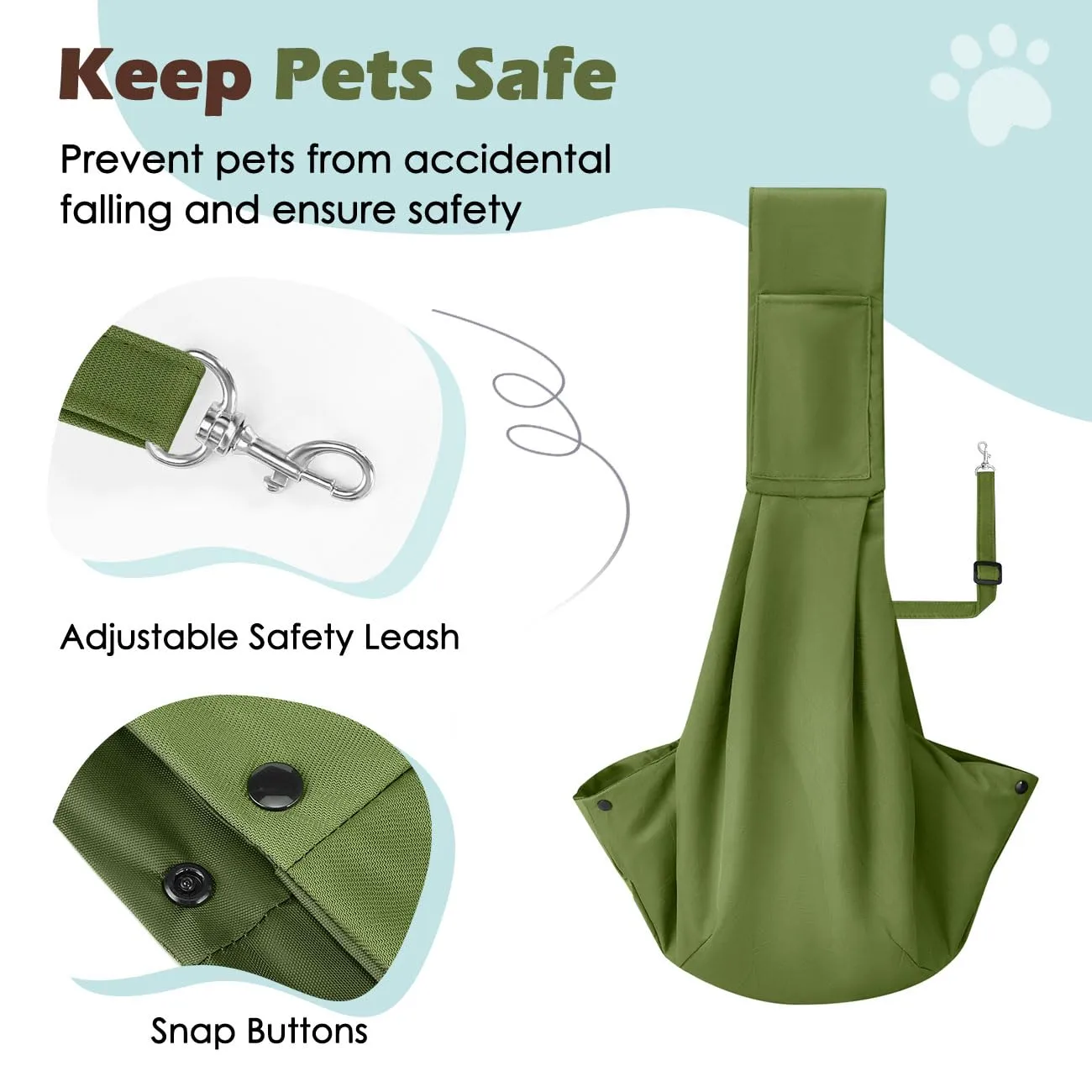 Pawaboo Fascia Trasportino per Cane Piccolo, Verde Matcha - immagine 4