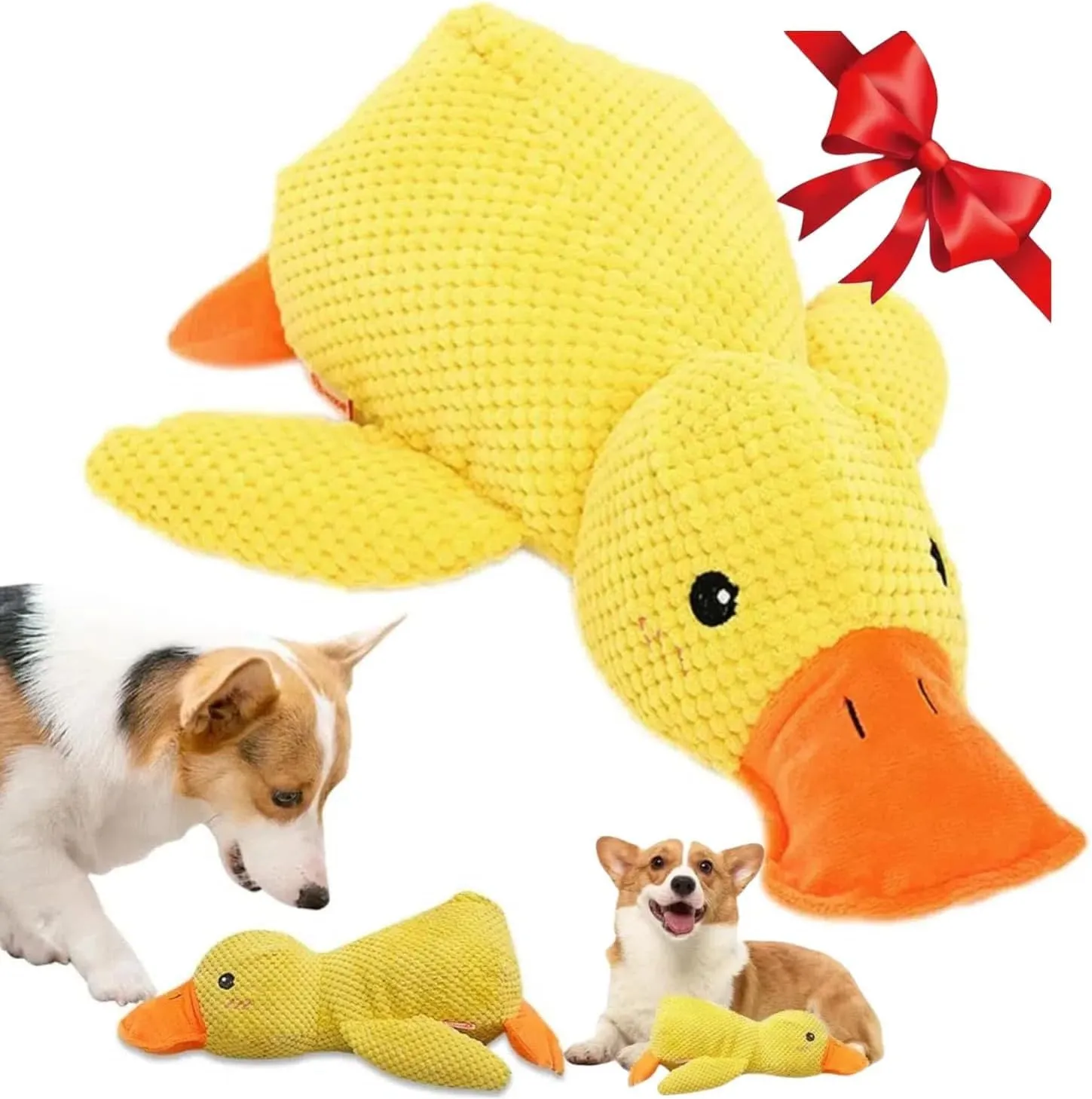 ZUMME Giocattolo da masticare Anatra. 28 * 32cm Peluche per cani, Peluche cigolante, Gioco interattivo per cani, Peluche interattiva da coccolare, per cani di taglia piccola, media e grande (Giallo) - immagine 1