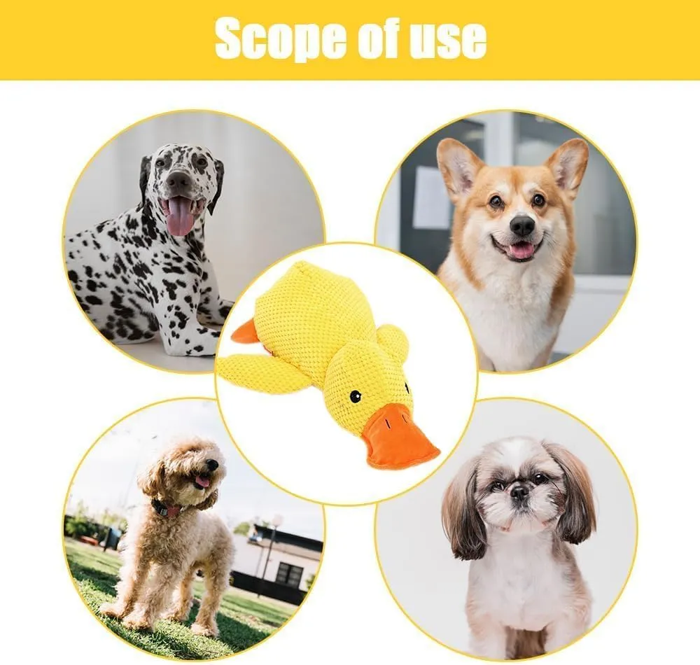 ZUMME Giocattolo da masticare Anatra. 28 * 32cm Peluche per cani, Peluche cigolante, Gioco interattivo per cani, Peluche interattiva da coccolare, per cani di taglia piccola, media e grande (Giallo) - immagine 4