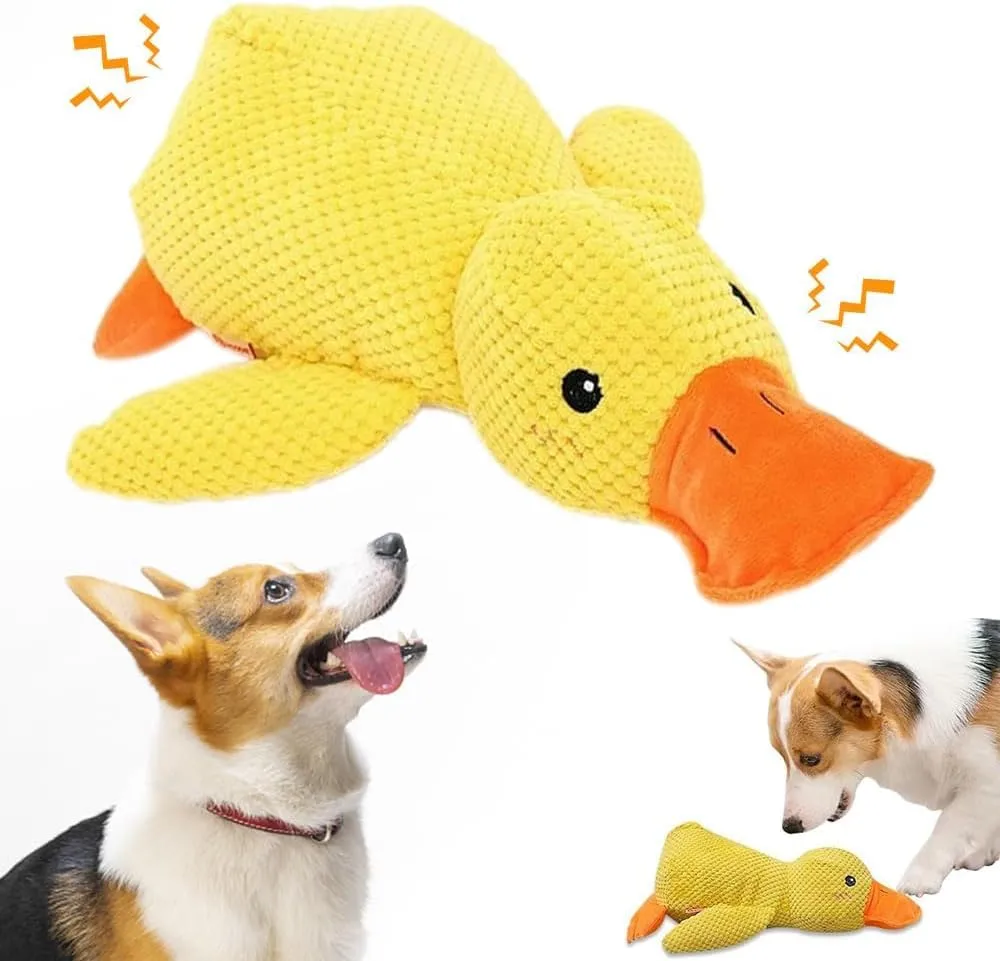 ZUMME Giocattolo da masticare Anatra. 28 * 32cm Peluche per cani, Peluche cigolante, Gioco interattivo per cani, Peluche interattiva da coccolare, per cani di taglia piccola, media e grande (Giallo) - immagine 5