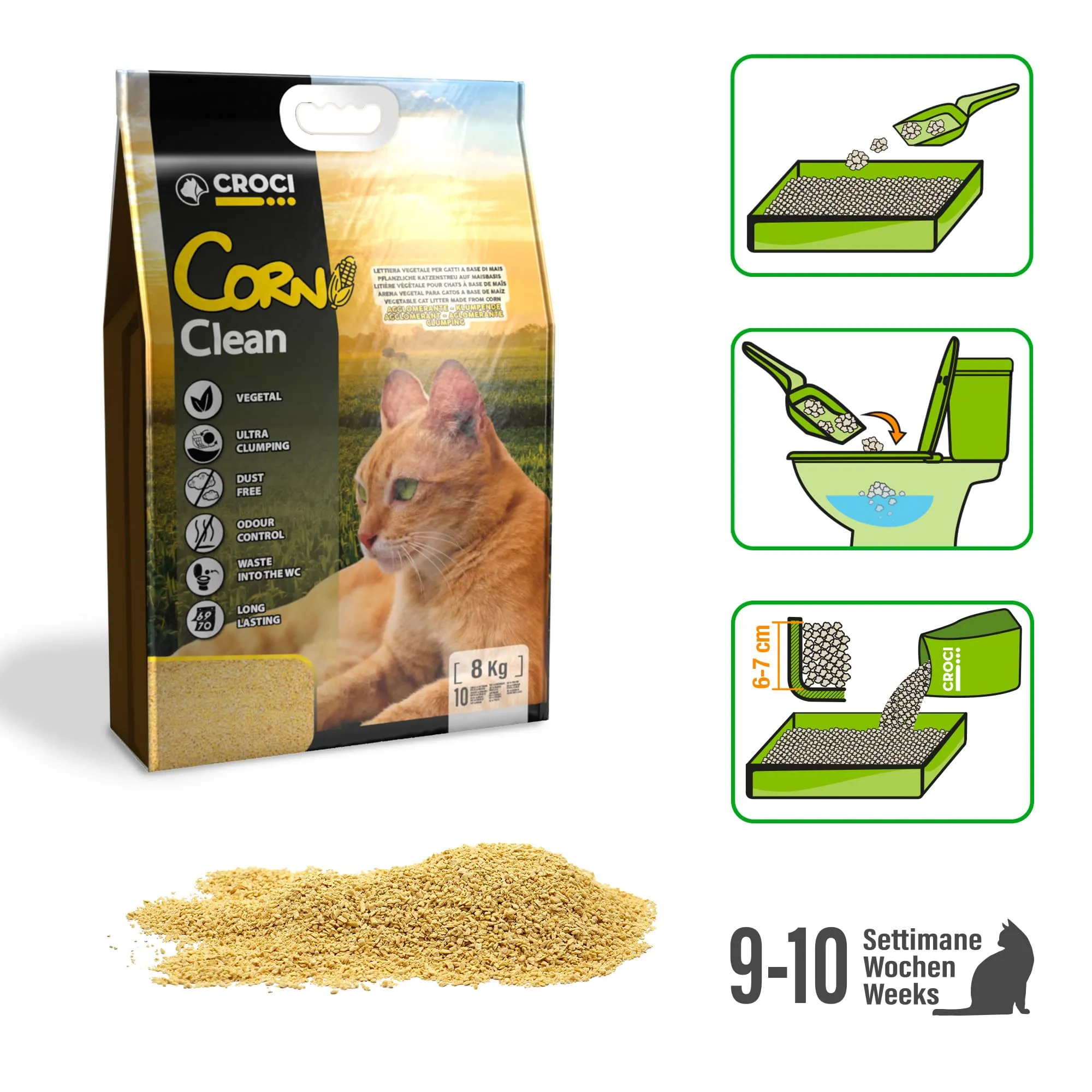 Croci Corn Clean 20L - Lettiera per gatti vegetale, agglomerante - immagine 3