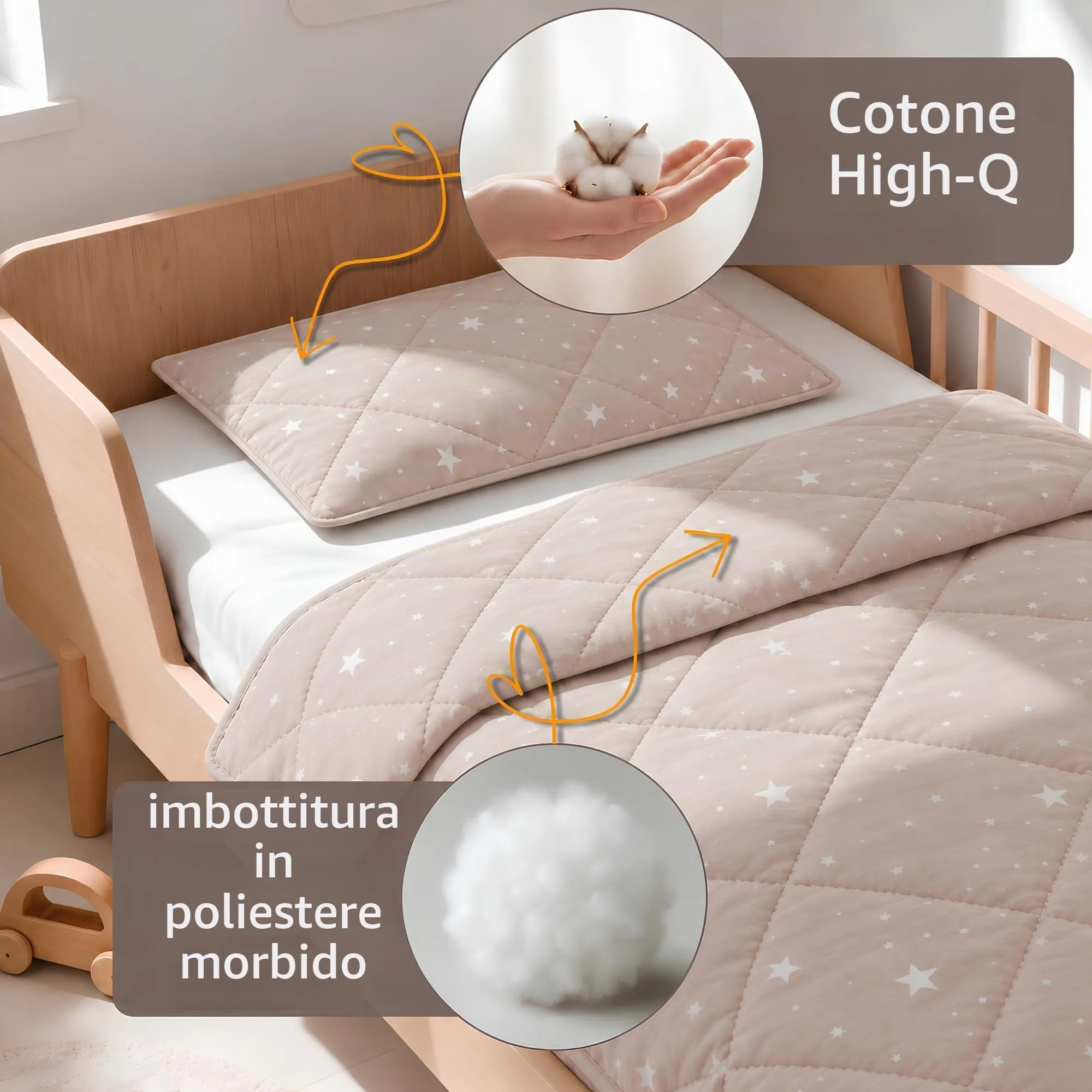 Piumino lettino senza federa cotone Set coperta cuscino culla - immagine 3