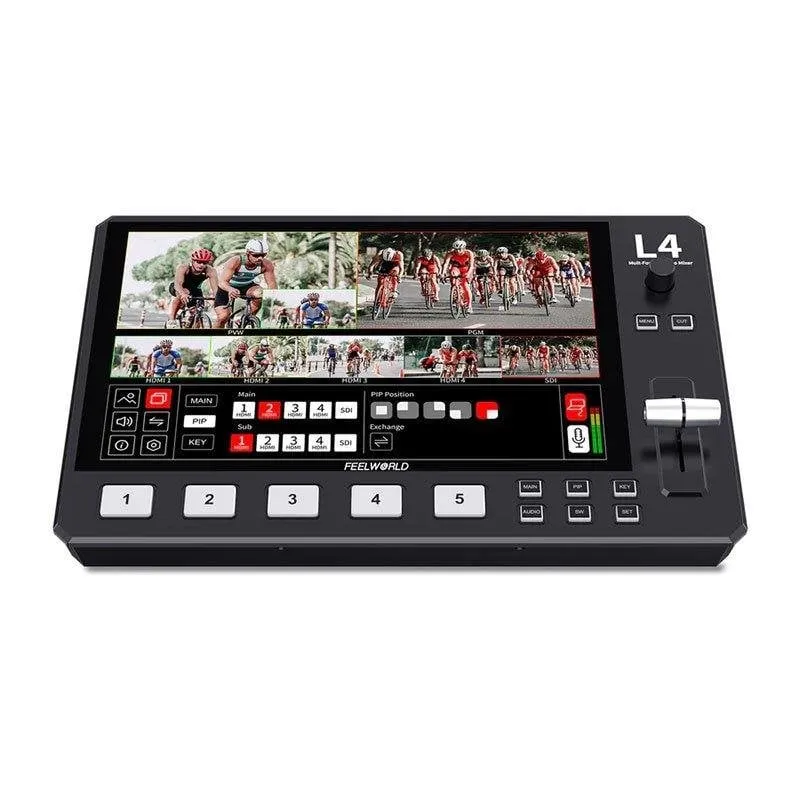 Switcher video Feelworld L4 touchscreen 10,1" HDMI SDI Chroma Key USB 3.0 - immagine 1