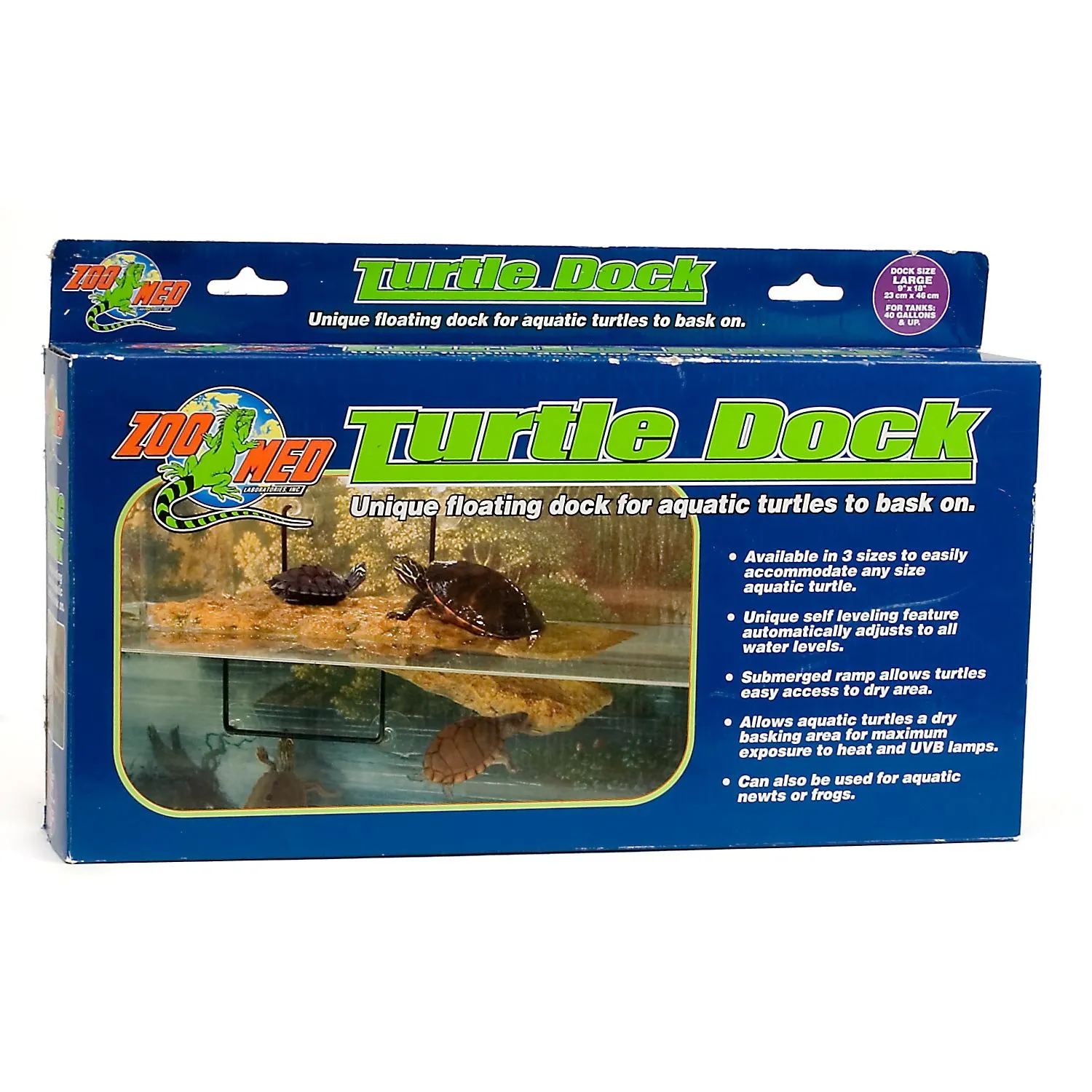 Zoo Med Isola Turtle Dock - Bacino Galleggiante Tartarughiera per tartarughe d'acqua, con ventose, sistema autolivellante, 22,8 X 45,7 CM - immagine 1
