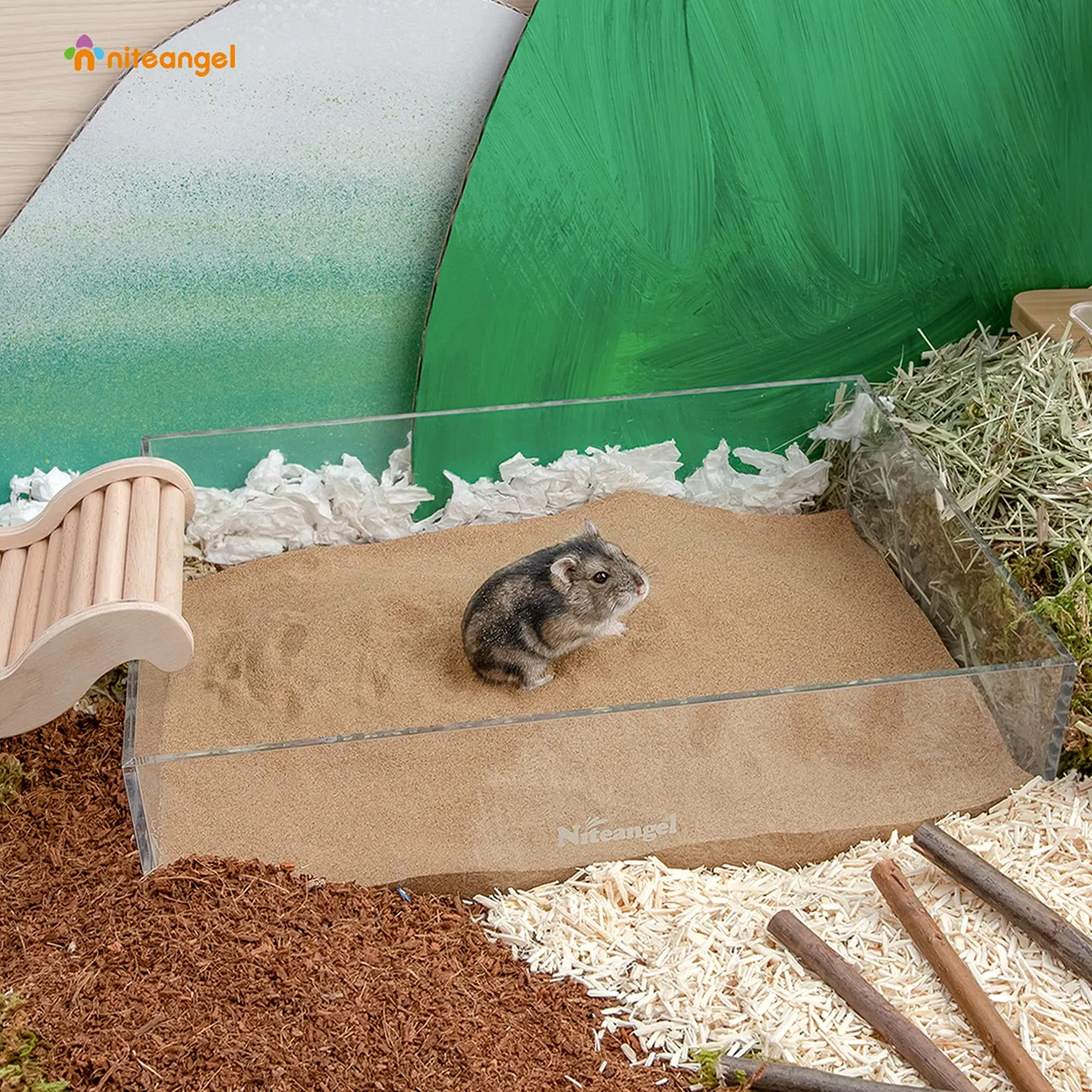 Niteangel Sabbia da bagno nel deserto per criceti, cincillà, gerbo, topi, degu o altri piccoli animali domestici (Sabbia deserta, 2.72kg) - immagine 4