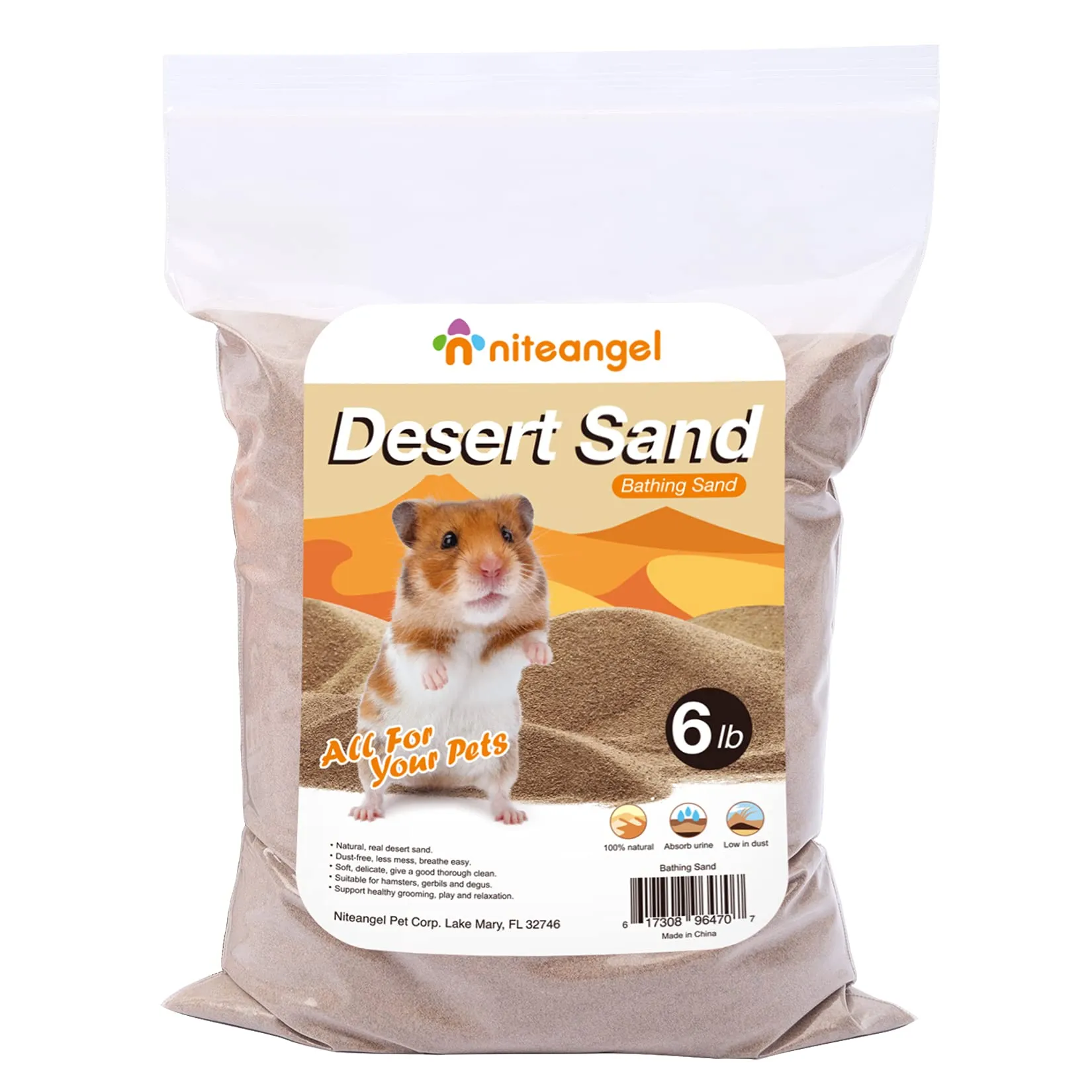 Niteangel Sabbia da bagno nel deserto per criceti, cincillà, gerbo, topi, degu o altri piccoli animali domestici (Sabbia deserta, 2.72kg) - immagine 6