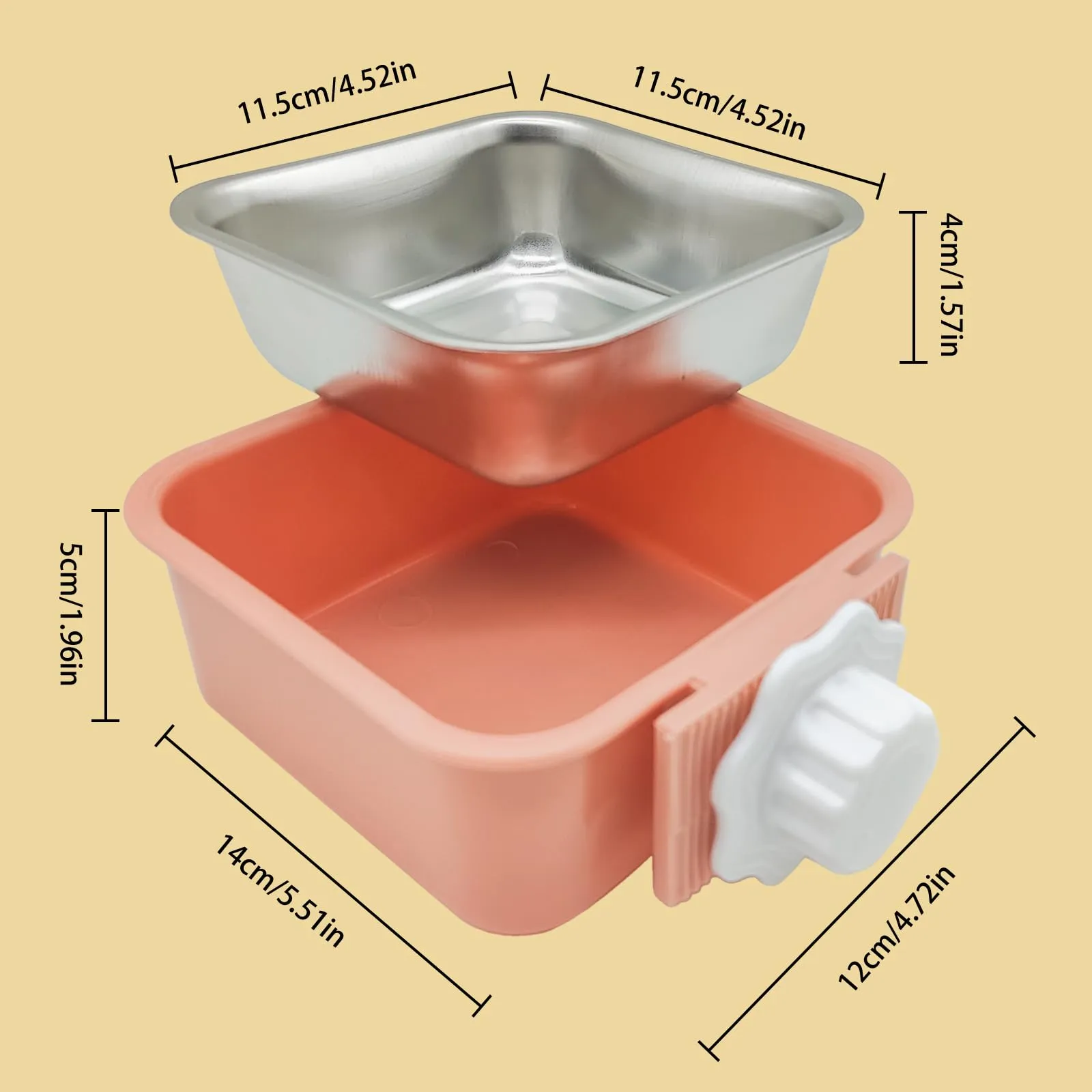 Ciotole da Appendere per Animali Domestici, 2 in 1 Rimovibile Acciaio Inox Ciotola, Gabbia Appendere Ciotole per Cani, Gatti, Coniglio, Criceto, Porcellino D'India, Furetto (Rosa) - immagine 4