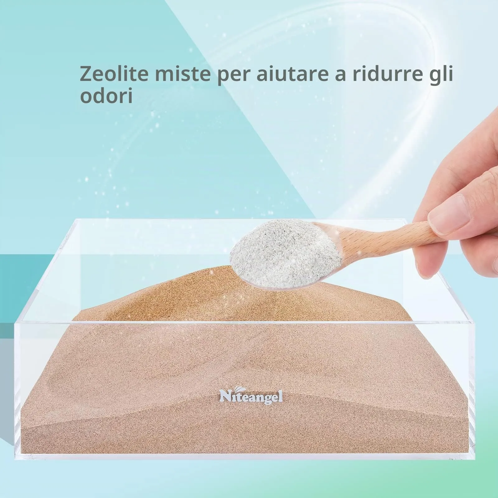 Niteangel Sabbia da bagno nel deserto per criceti, cincillà, gerbo, topi, degu o altri piccoli animali domestici (Sabbia del deserto e particelle di zeolite, 1kg) - immagine 3