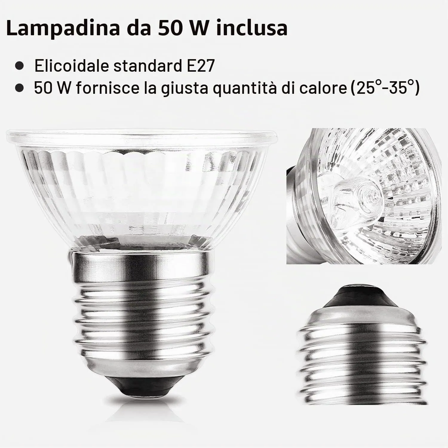 PewinGo 50W*4 Lampadine Tartarughe, Lampadine Rettile e Anfibio per Lampada Calore, E27 UVA UVB per Tartaruga, Serpente, Lucertola, Camaleonte ECC - immagine 2