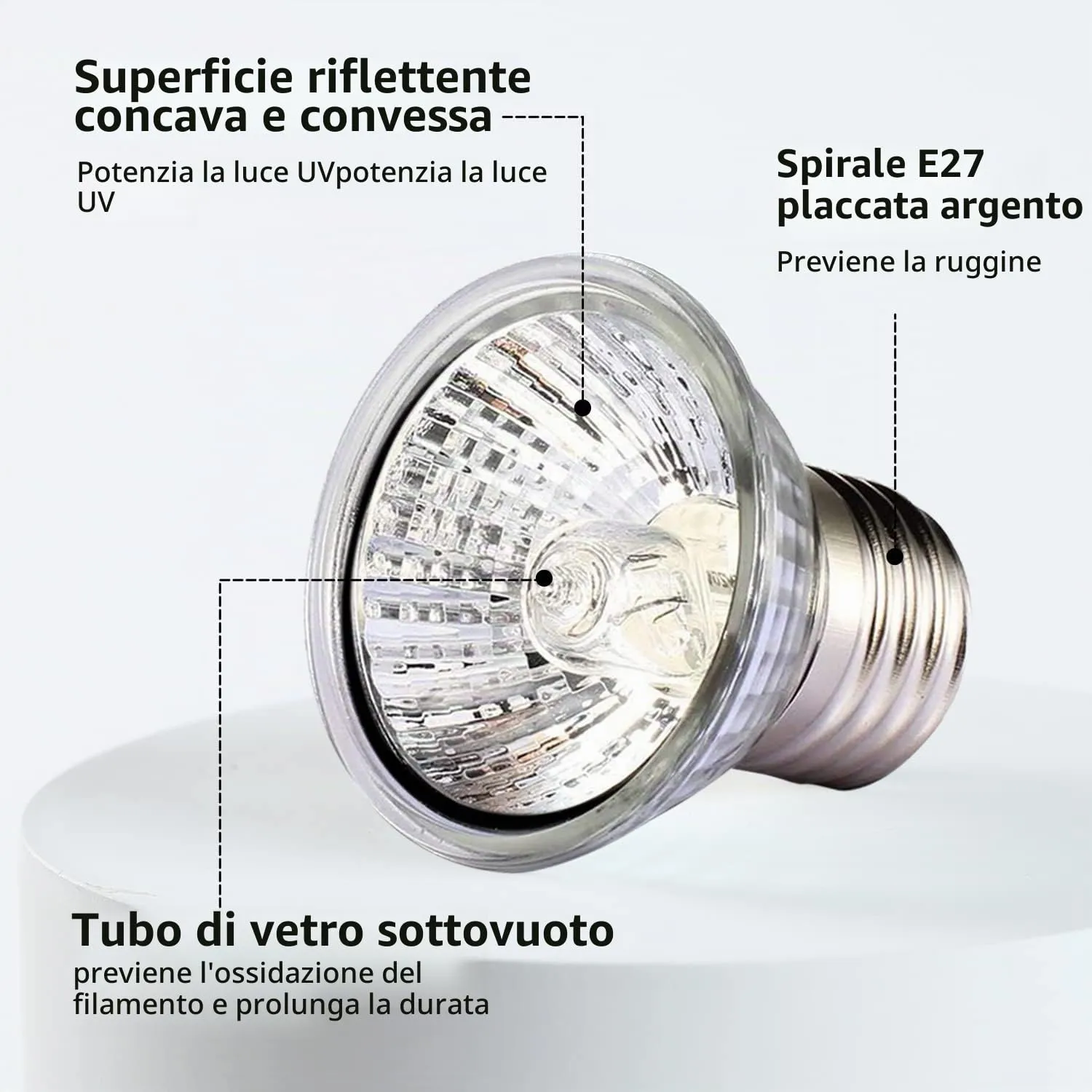 PewinGo 50W*4 Lampadine Tartarughe, Lampadine Rettile e Anfibio per Lampada Calore, E27 UVA UVB per Tartaruga, Serpente, Lucertola, Camaleonte ECC - immagine 3