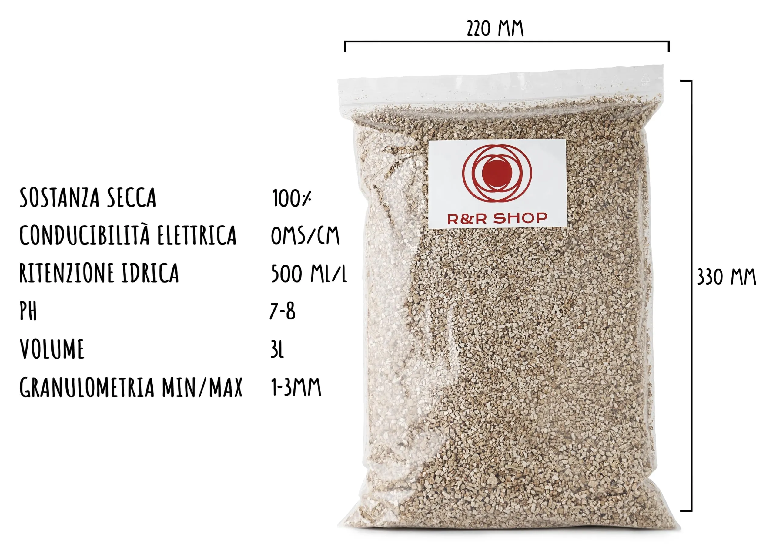 R&R SHOP – Vermiculite Espansa Fine, PH Neutro ideale per la Germinazione, Crescita di Piante, Funghi e Animali da Terrario (3L) - immagine 4