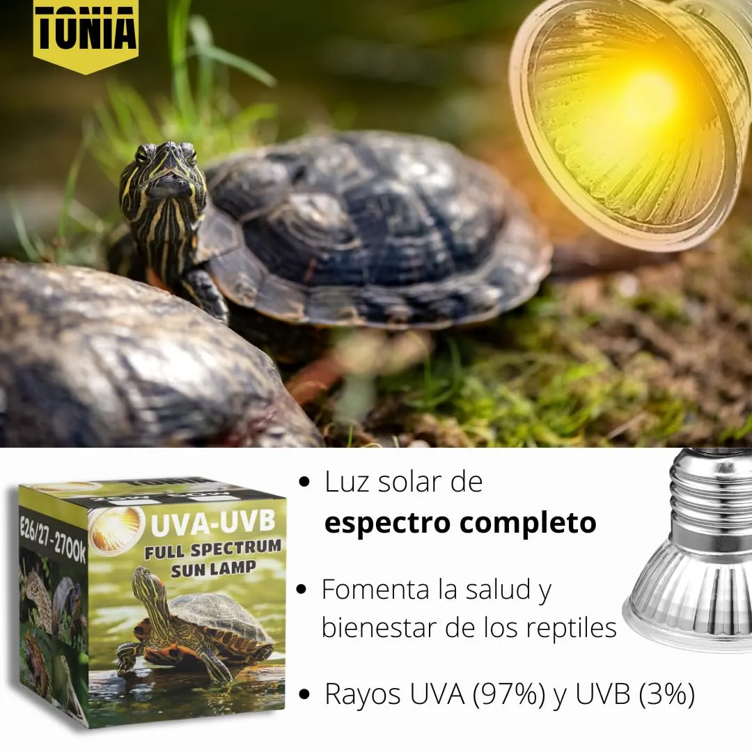Tonia Lampada UVB 3.0 25W e 50W – Luce solare a spettro completo per rettili e anfibi (6, 25w) - immagine 2