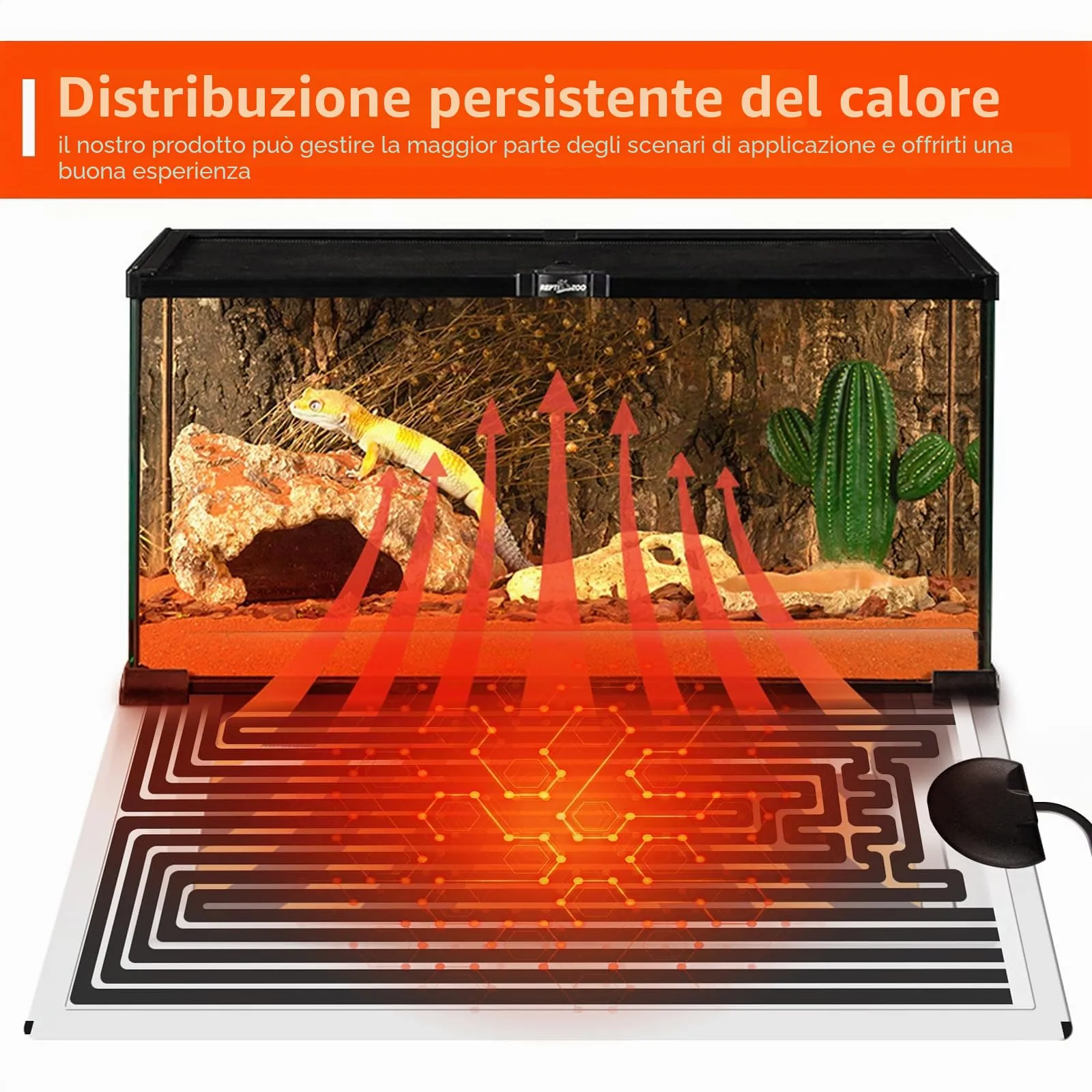 SPORWAY Tappetino riscaldante rettile, 3 pezzi, per terrario, con regolatore di temperatura, tappetino riscaldante regolabile, per rettili, tartarughe, serpenti, lucertola, geco, granchio eremita, - immagine 3