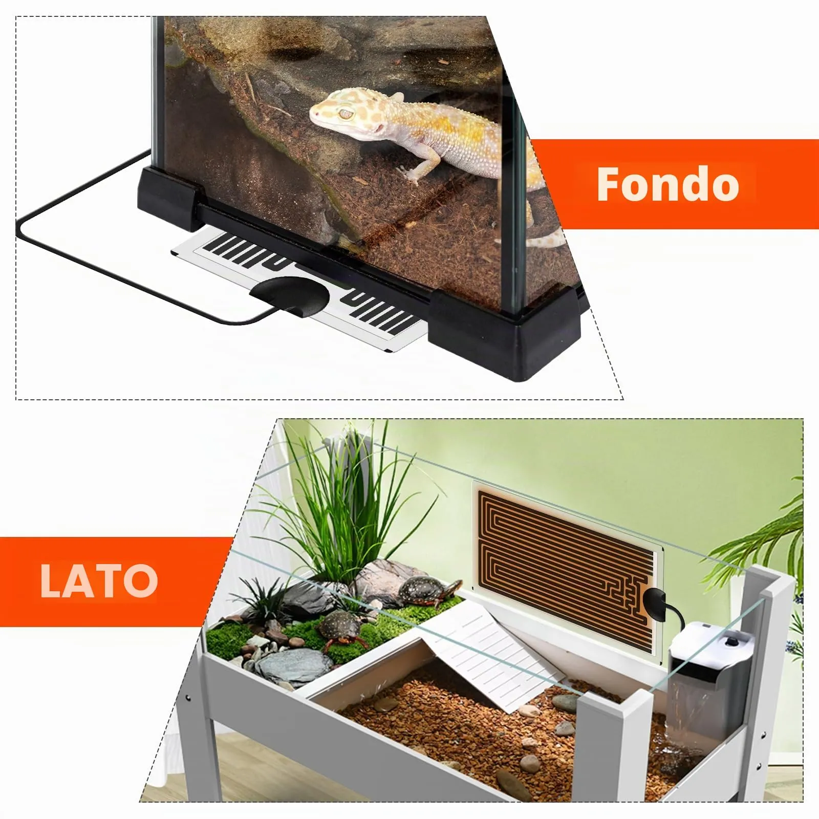 SPORWAY Tappetino riscaldante rettile, 3 pezzi, per terrario, con regolatore di temperatura, tappetino riscaldante regolabile, per rettili, tartarughe, serpenti, lucertola, geco, granchio eremita, - immagine 5