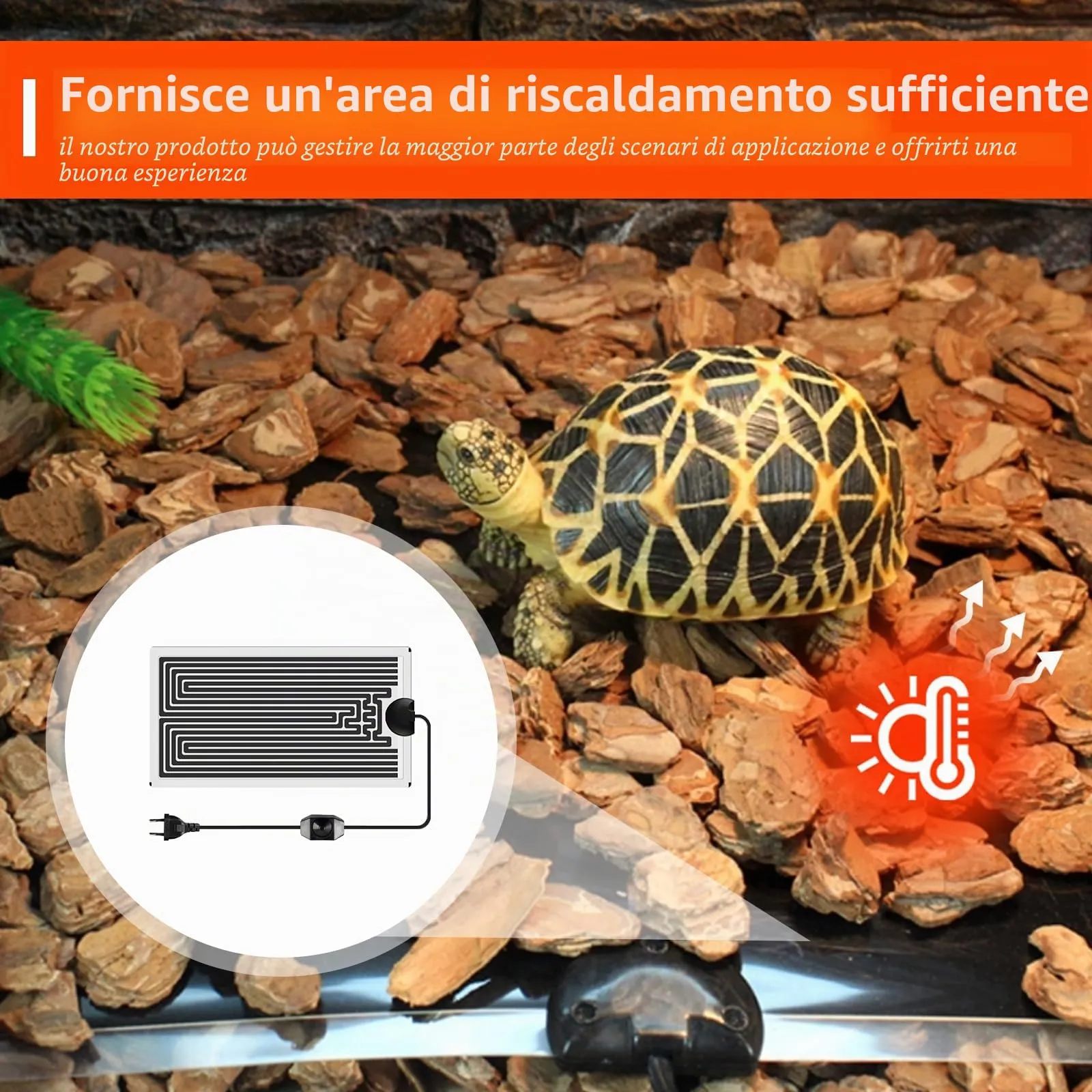 SPORWAY Tappetino riscaldante rettile, 3 pezzi, per terrario, con regolatore di temperatura, tappetino riscaldante regolabile, per rettili, tartarughe, serpenti, lucertola, geco, granchio eremita, - immagine 7