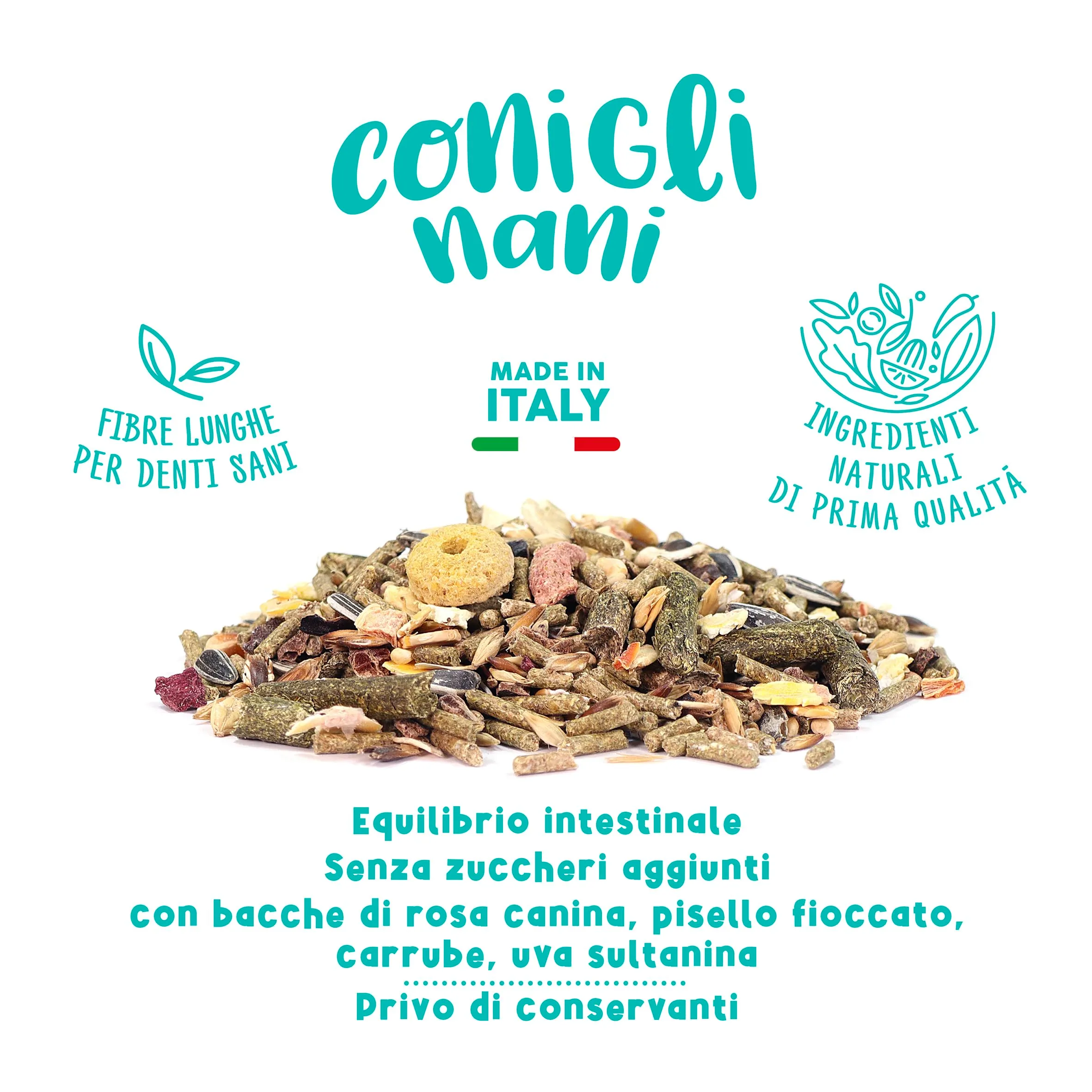 Best Friend Mangime Completo per Conigli Nani con Bacche di Rosa Canina, Pisello Fioccato, Carrube, Uva Sultanina. Mangime per Roditori con Ingredienti Naturali, Made in Italy| Confezione da 6 pacchi - immagine 4