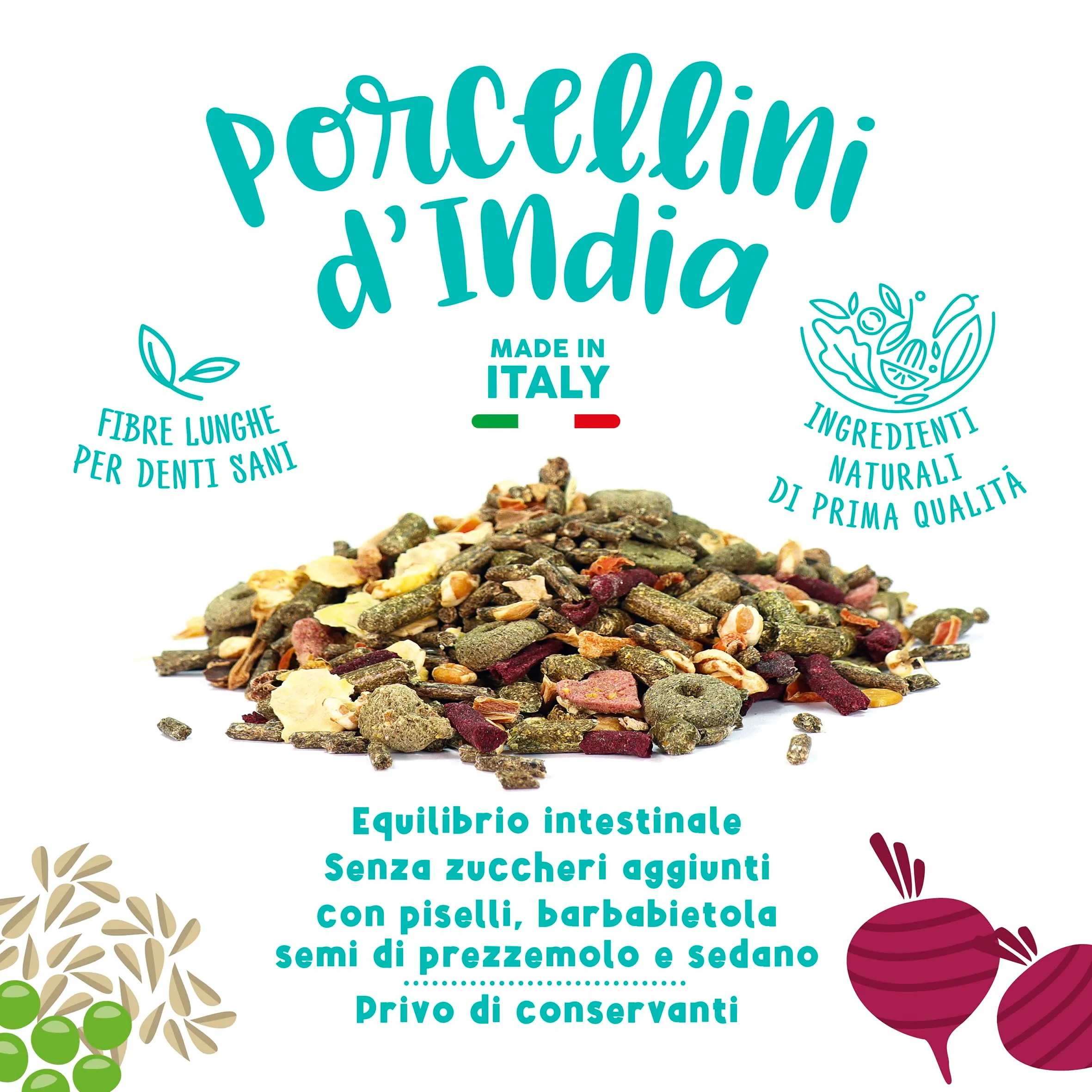 Best Friend Mangime Completo per i Porcellini d'India con Piselli, Barbabietola, Semi di Prezzemolo e Sedano. Mangime per i Roditori con Ingredienti Naturali, Made in Italy| Confezione da 6 pacchi - immagine 4
