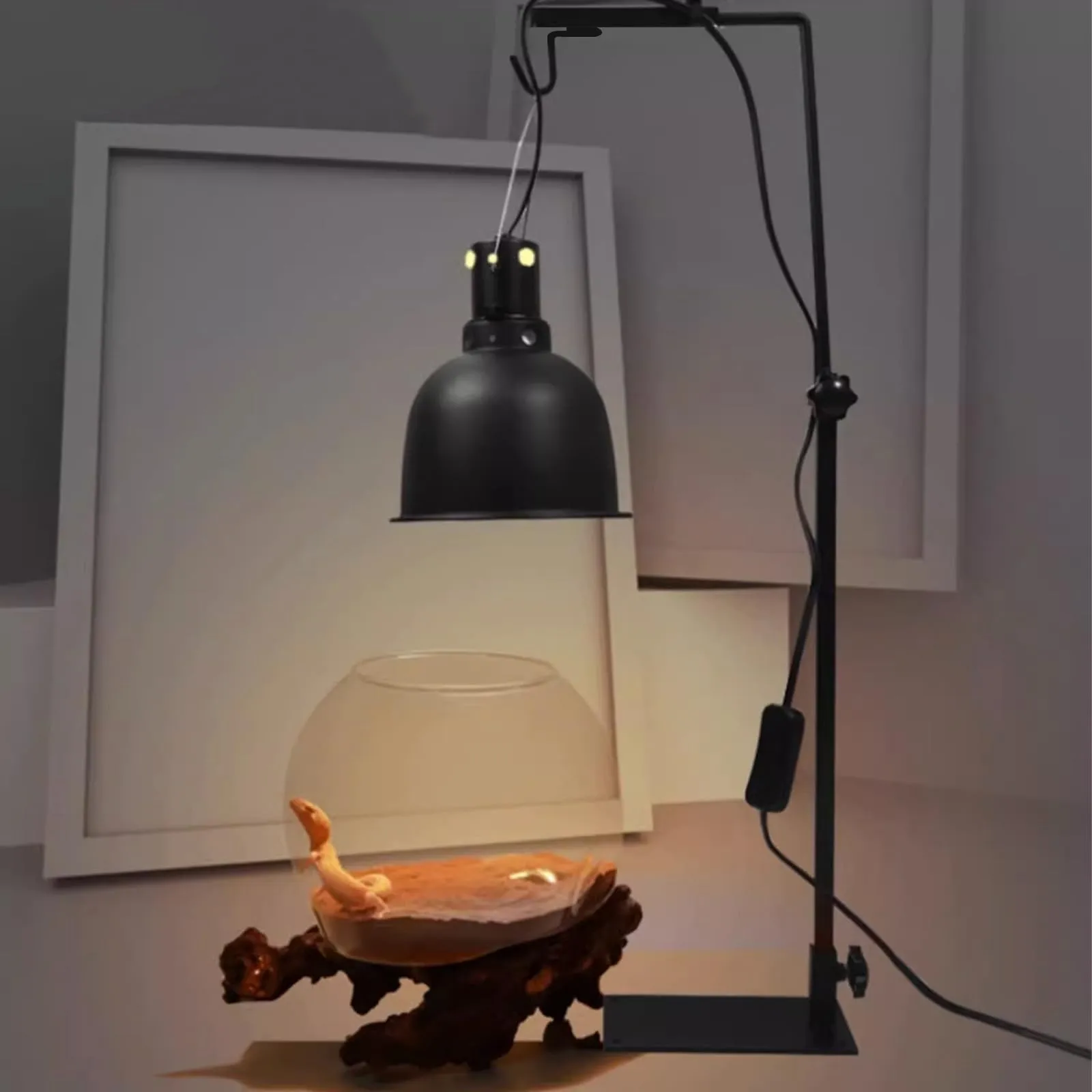 Joycabin Supporto per lampada di calore rettile, regolabile in altezza e larghezza, per terrari di diverse altezze, lampada termica per rettili, nero, incandescente, 1 unità - immagine 4