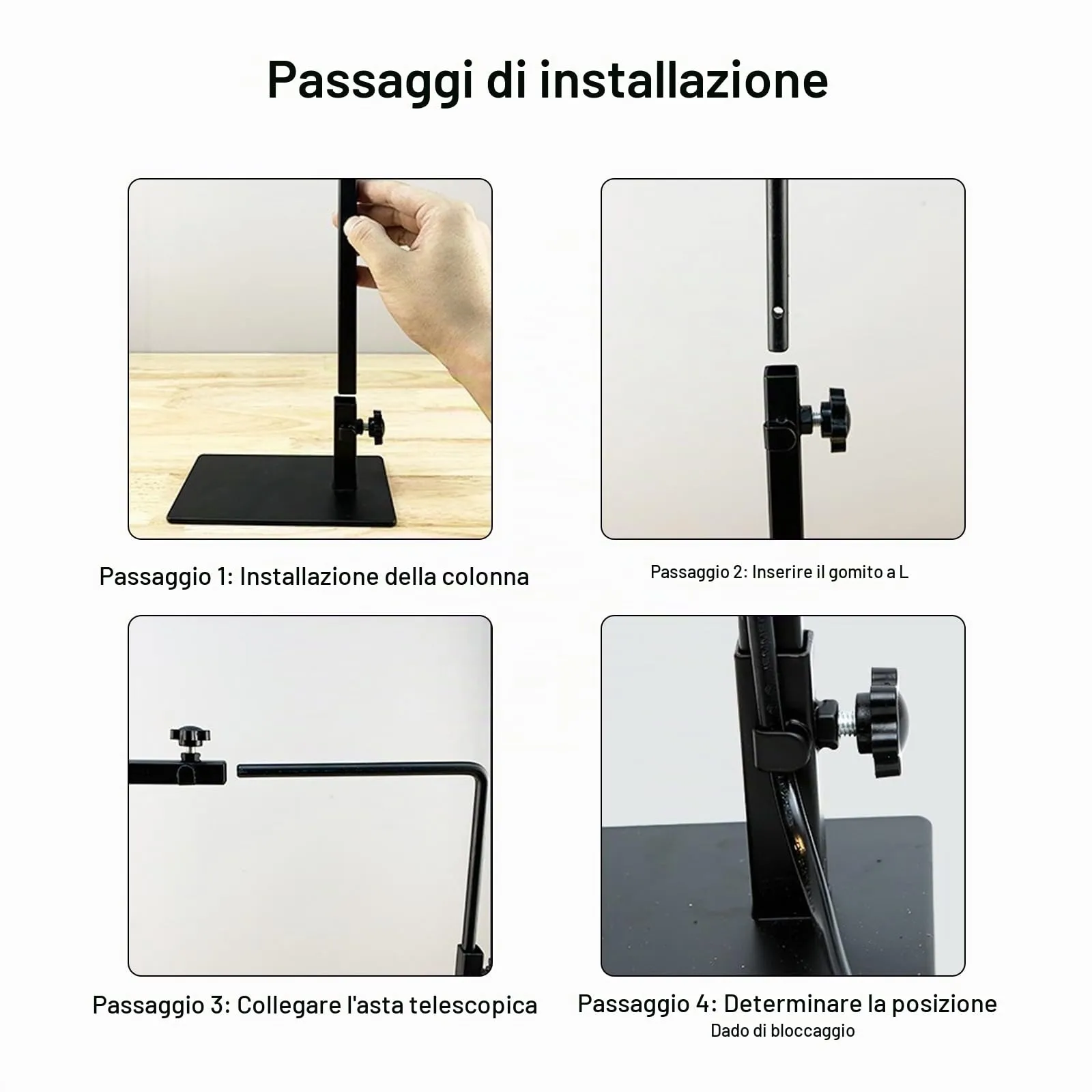 Joycabin Supporto per lampada di calore rettile, regolabile in altezza e larghezza, per terrari di diverse altezze, lampada termica per rettili, nero, incandescente, 1 unità - immagine 5