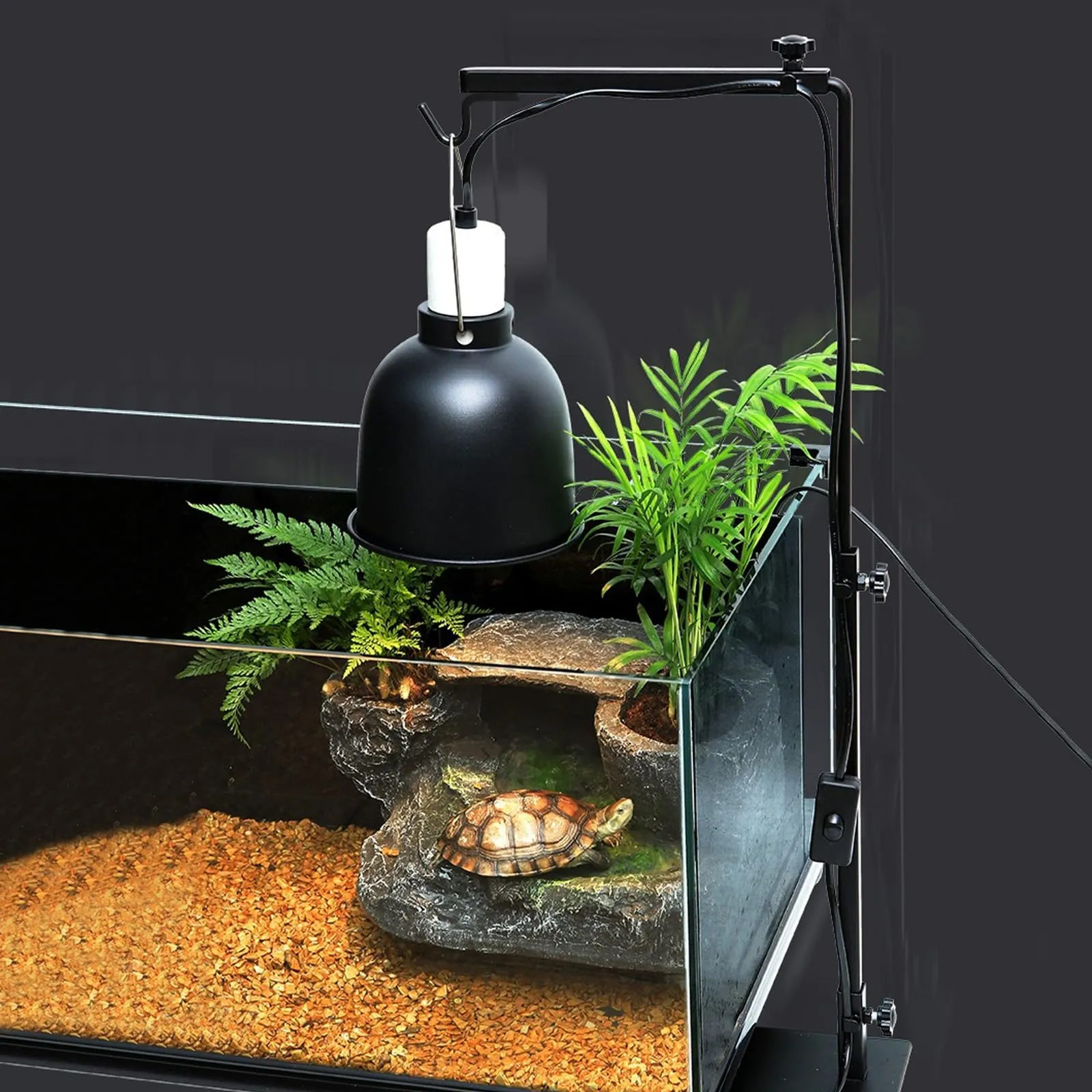 Joycabin Supporto per lampada di calore rettile, regolabile in altezza e larghezza, per terrari di diverse altezze, lampada termica per rettili, nero, incandescente, 1 unità - immagine 6