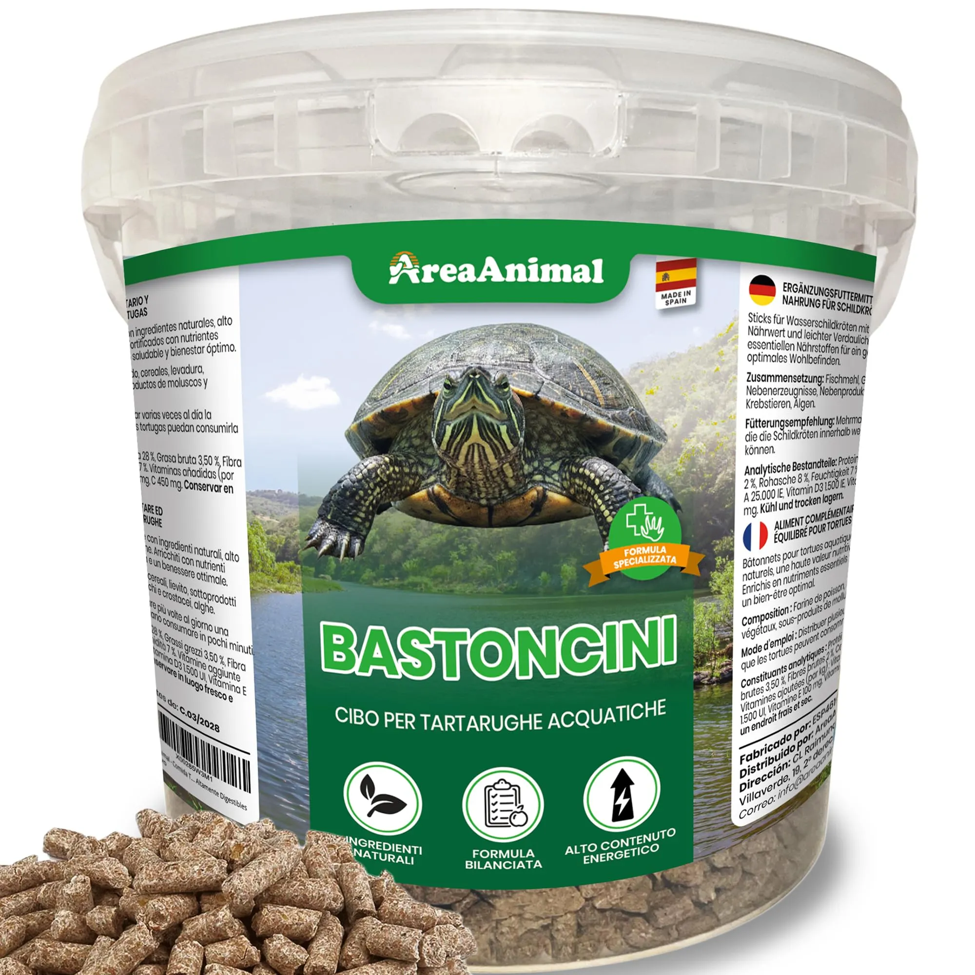 AreaAnimal - Mangime Tartarughe Acqua e Cibo Tartarughe d'Acqua 1,5KG/5,5L - immagine 1