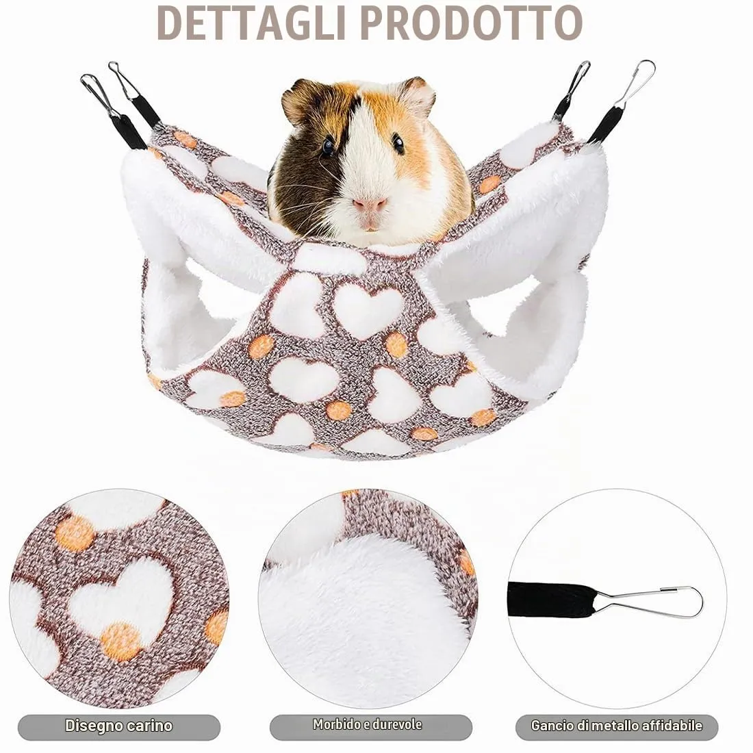 WeddHuis 1 Pezzo Amaca per Porcellini d'India per Ratti Furetti Piccoli Animali Morbido Caldo Pile Accessori per Gabbia Letto Sospeso per Dormire Criceti (Stella) - immagine 3