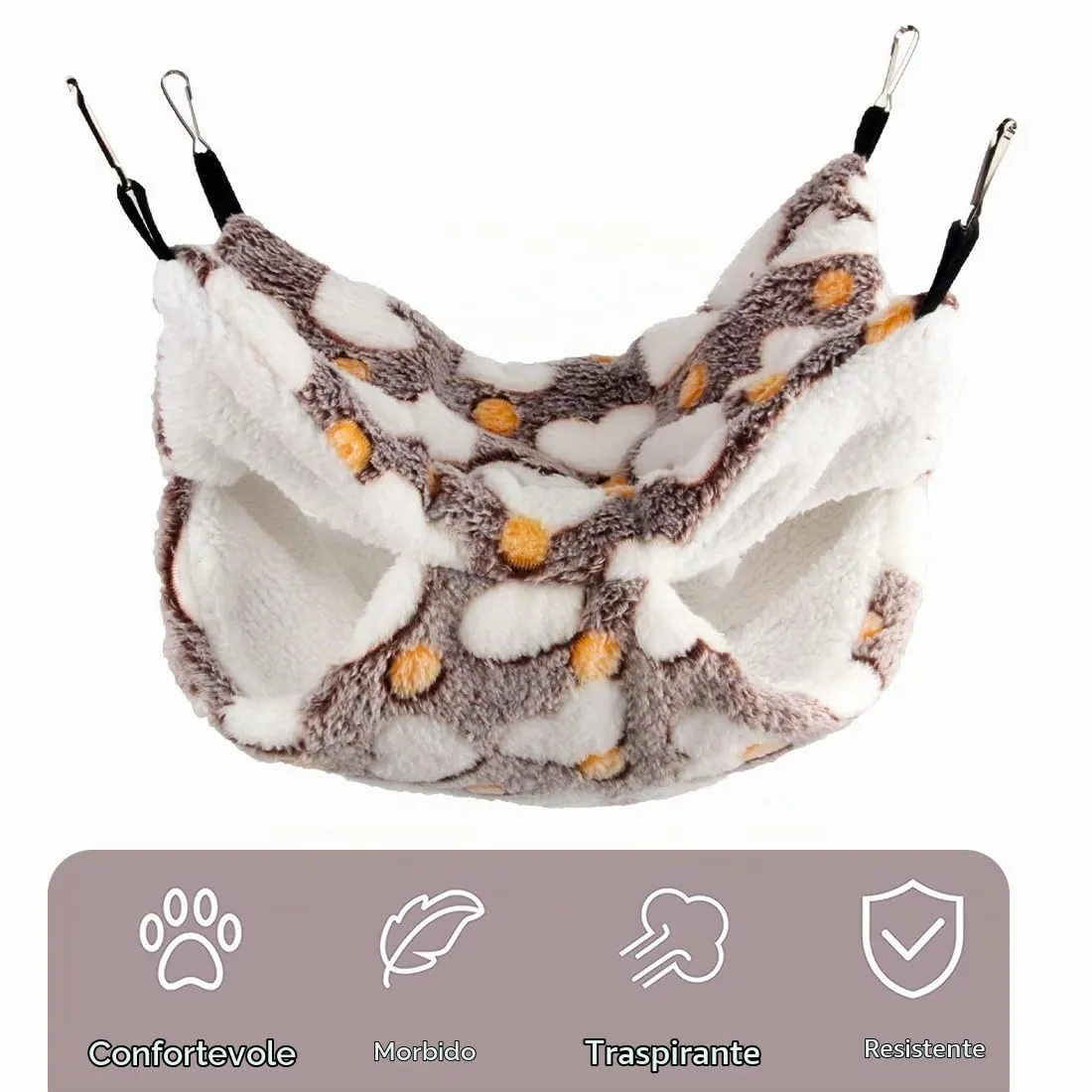 WeddHuis 1 Pezzo Amaca per Porcellini d'India per Ratti Furetti Piccoli Animali Morbido Caldo Pile Accessori per Gabbia Letto Sospeso per Dormire Criceti (Stella) - immagine 4