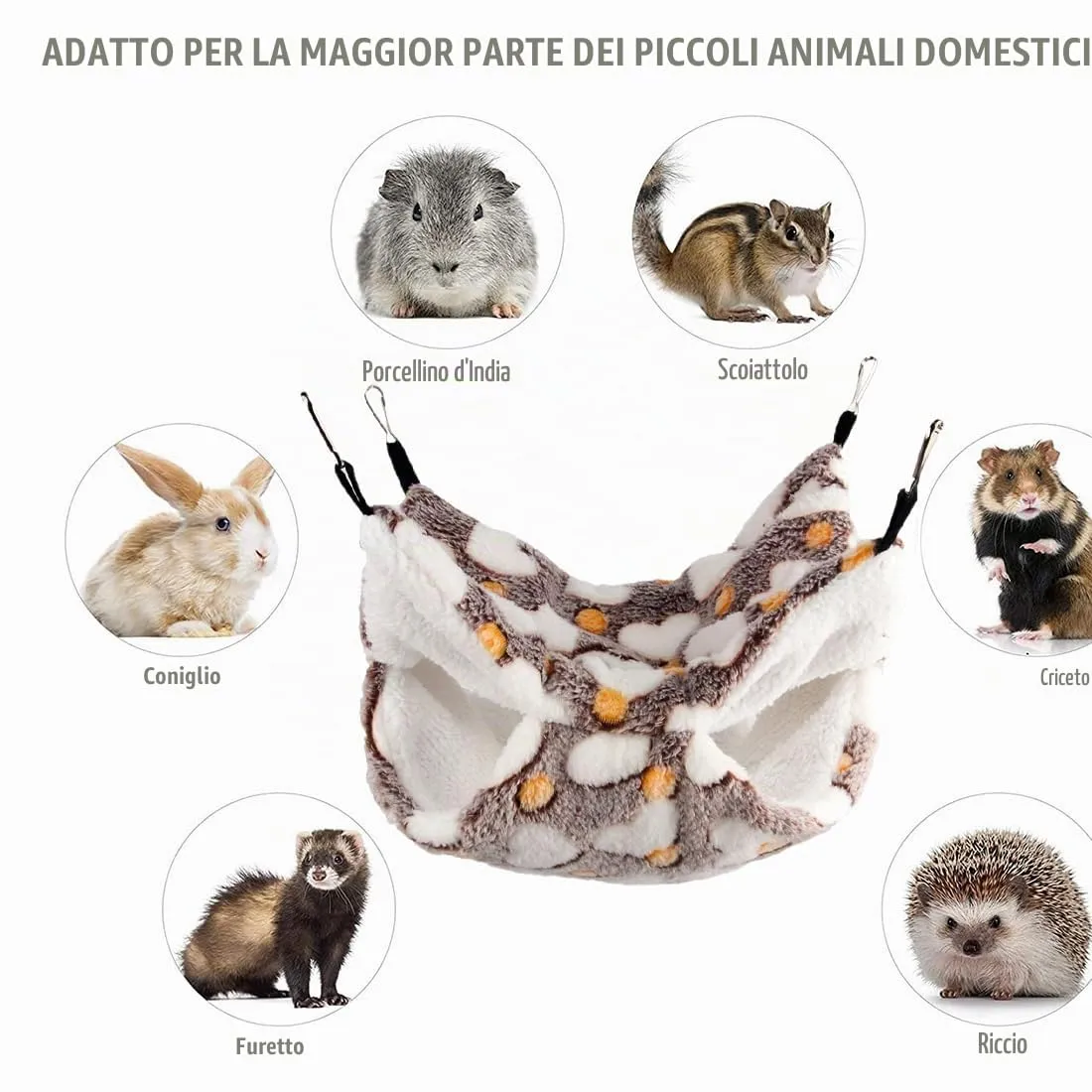 WeddHuis 1 Pezzo Amaca per Porcellini d'India per Ratti Furetti Piccoli Animali Morbido Caldo Pile Accessori per Gabbia Letto Sospeso per Dormire Criceti (Stella) - immagine 6