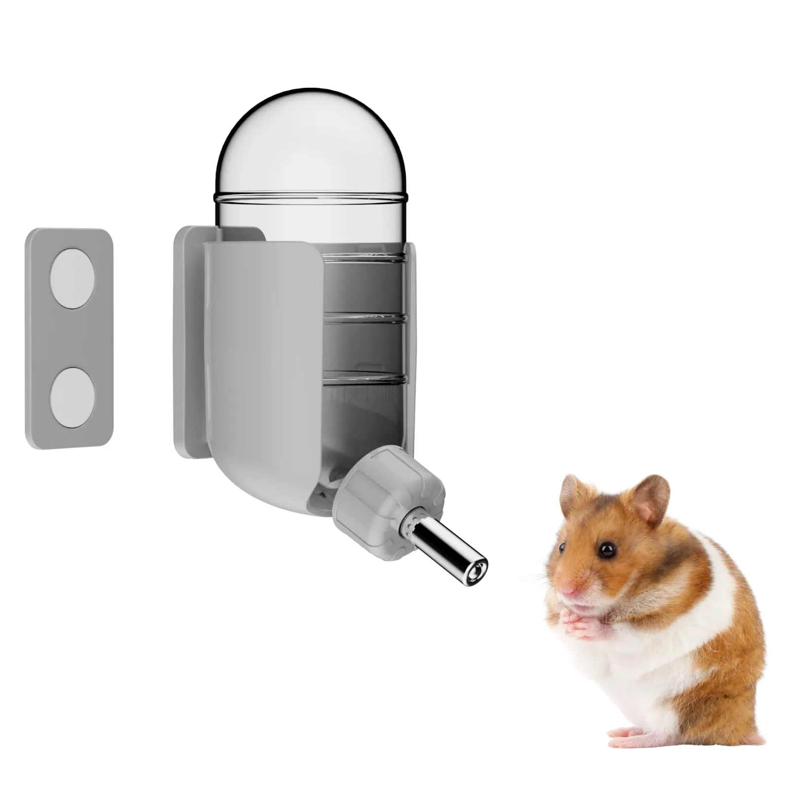 Bottiglia d'acqua per criceto con stent magnetici, supporto per bottiglie d'acqua per vasche in vetro, adatta per criceti siriani nani, gerbilli, topi, ratti, degus - immagine 1